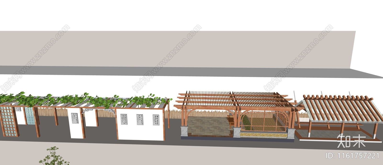 现代廊架SU模型下载【ID:1161757221】