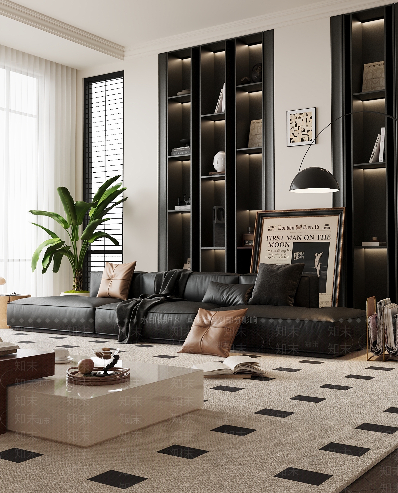 现代中古风多人沙发3D模型下载【ID:1161757443】