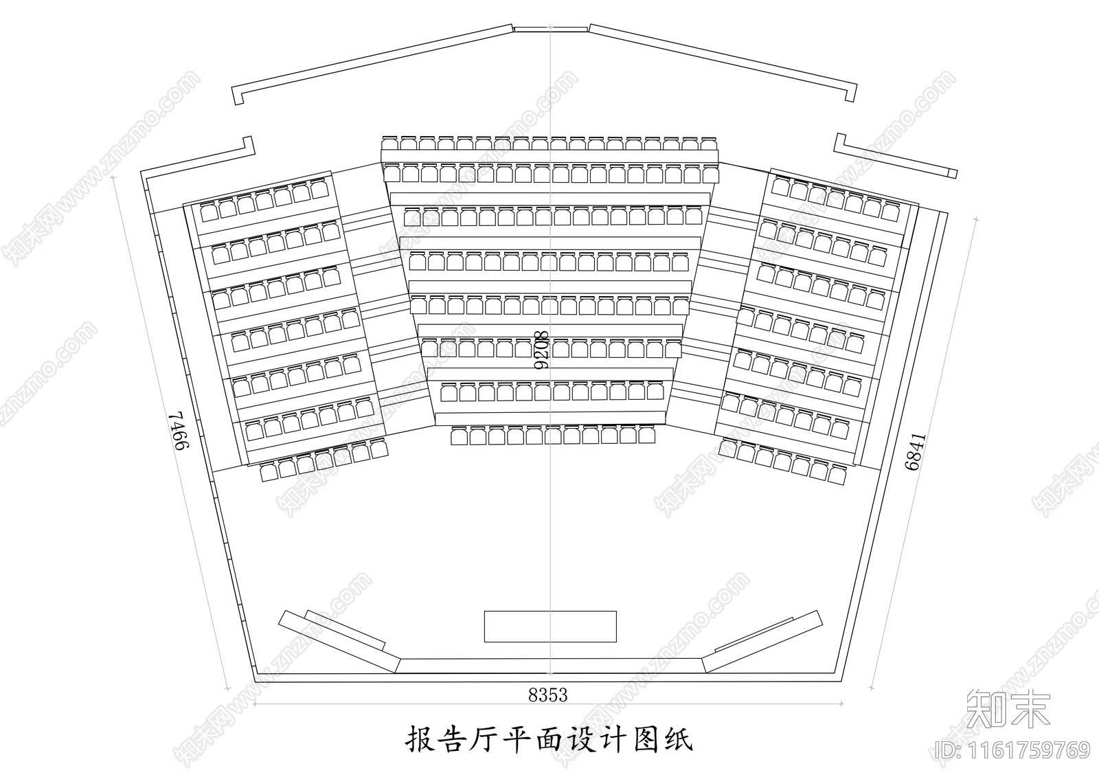 报告厅平面设计图纸施工图下载【ID:1161759769】