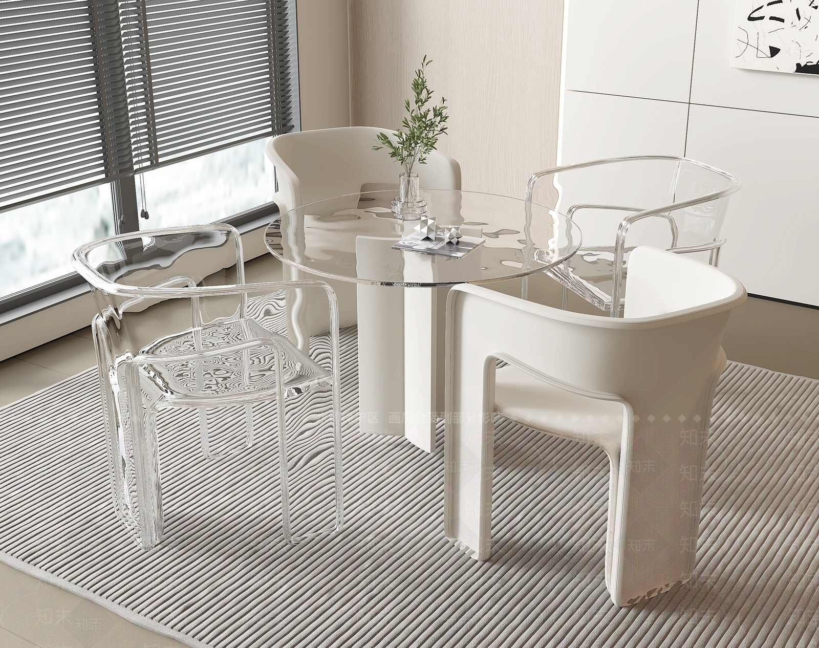 现代休闲桌椅组合3D模型下载【ID:1161760997】