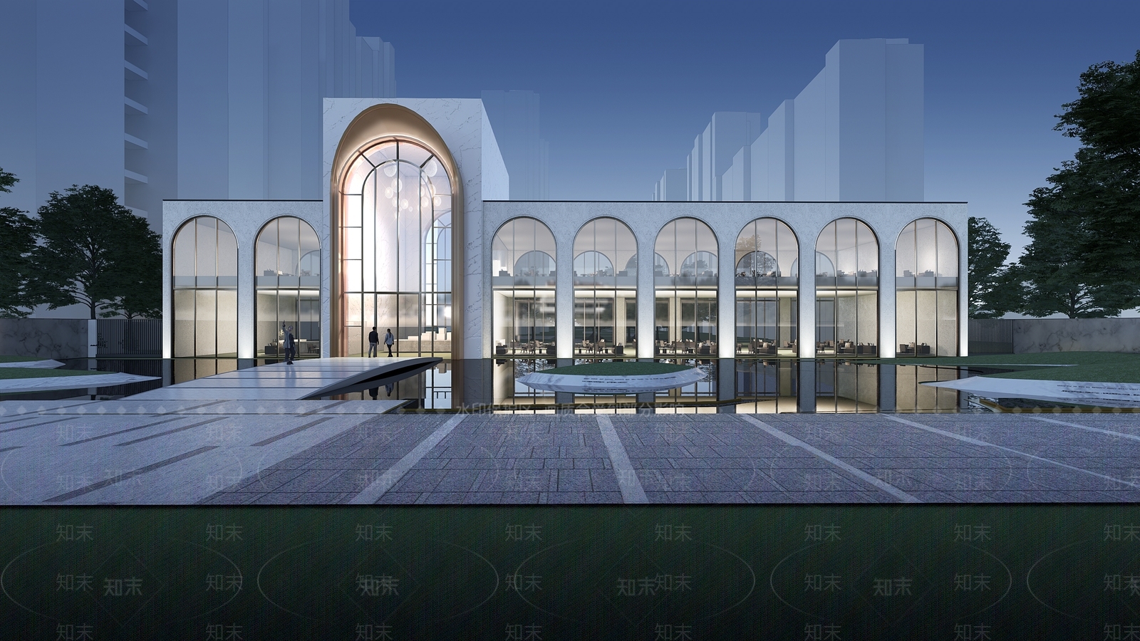 现代售楼处建筑SU模型精品下载_SketchUp模型_知末网