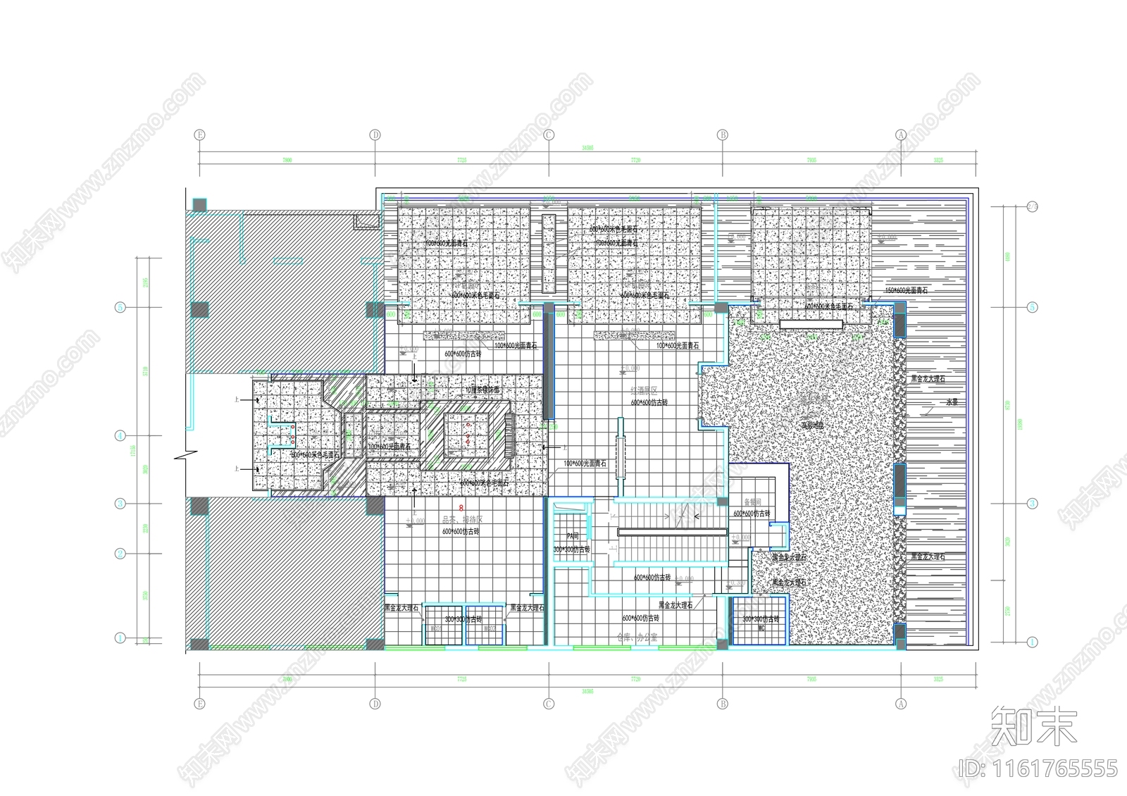 新中式茶室会所cad施工图下载【ID:1161765555】