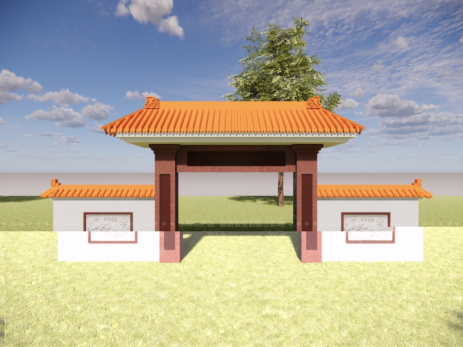 中式门楼牌坊SU模型下载【ID:1161766509】