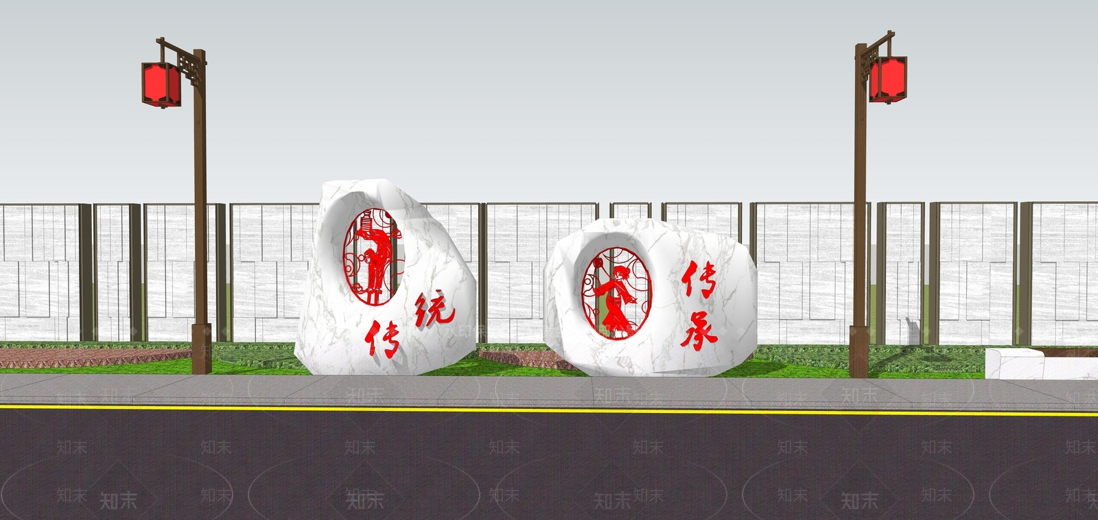 中式景石SU模型下载【ID:1161766177】