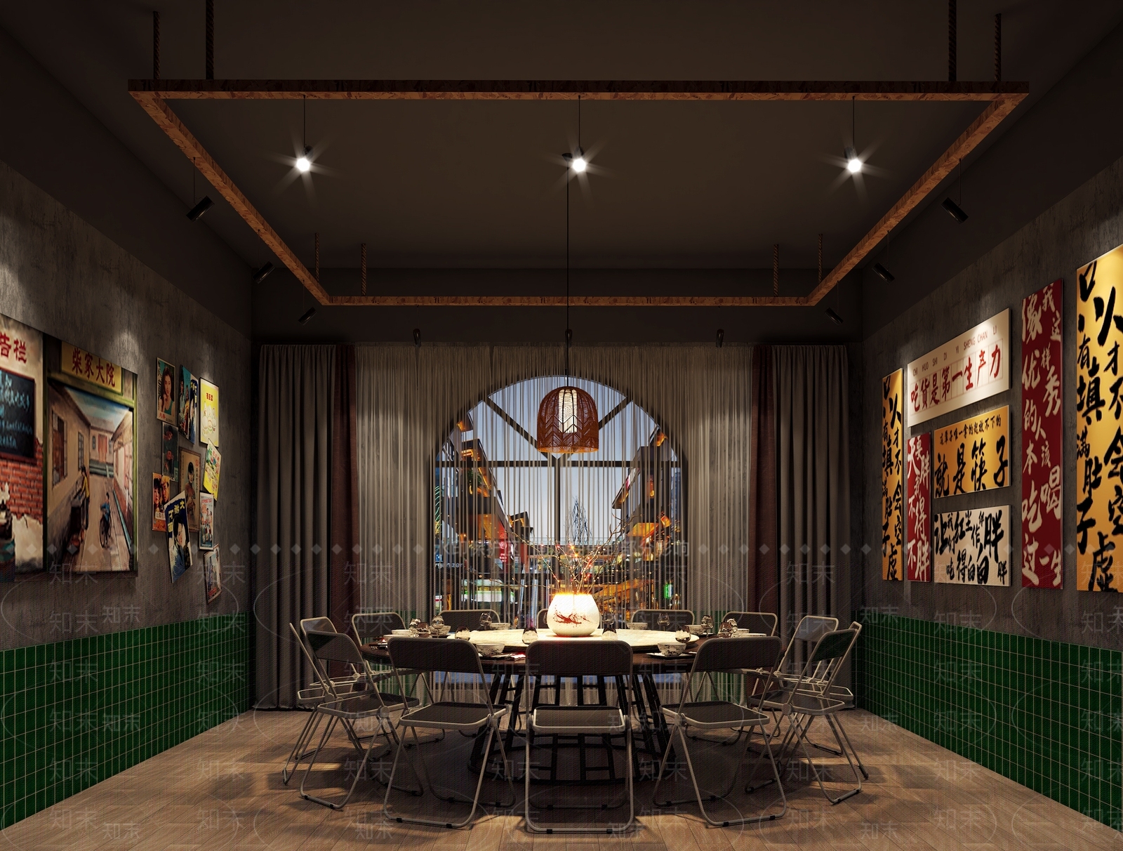 工业风复古风餐厅3D模型下载【ID:1161769479】