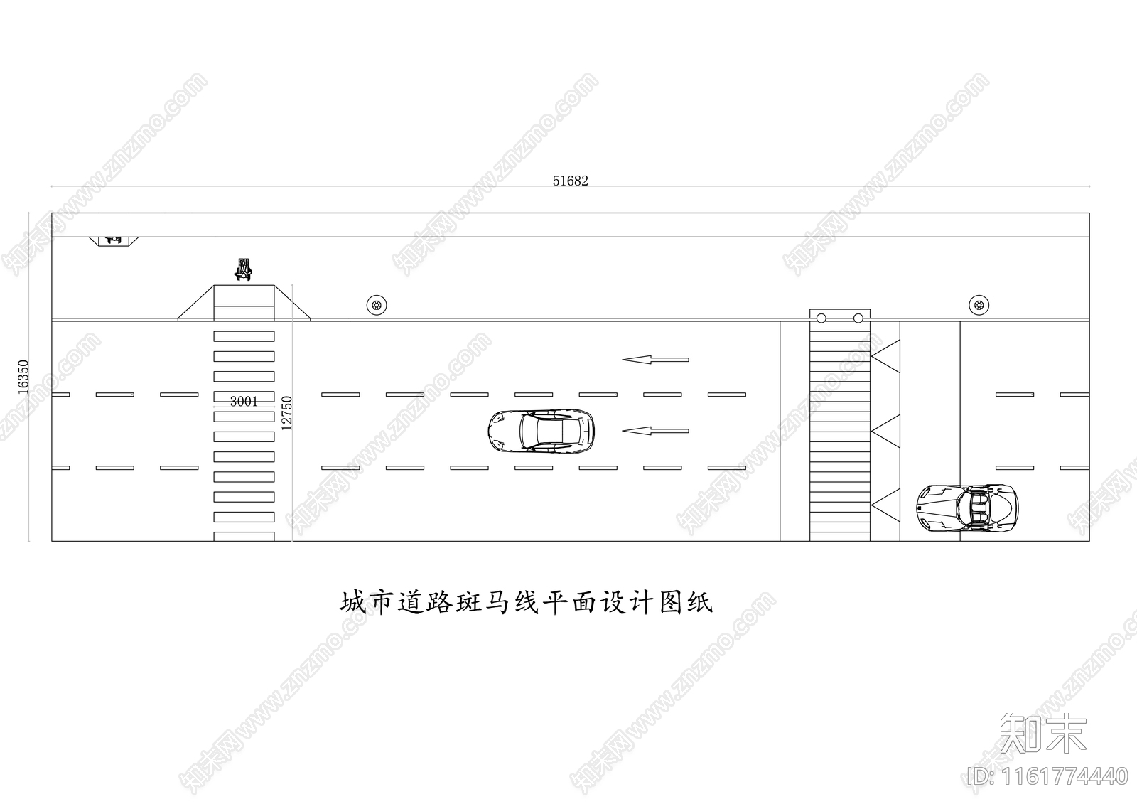 城市道路斑马线平面设计图纸施工图下载【ID:1161774440】