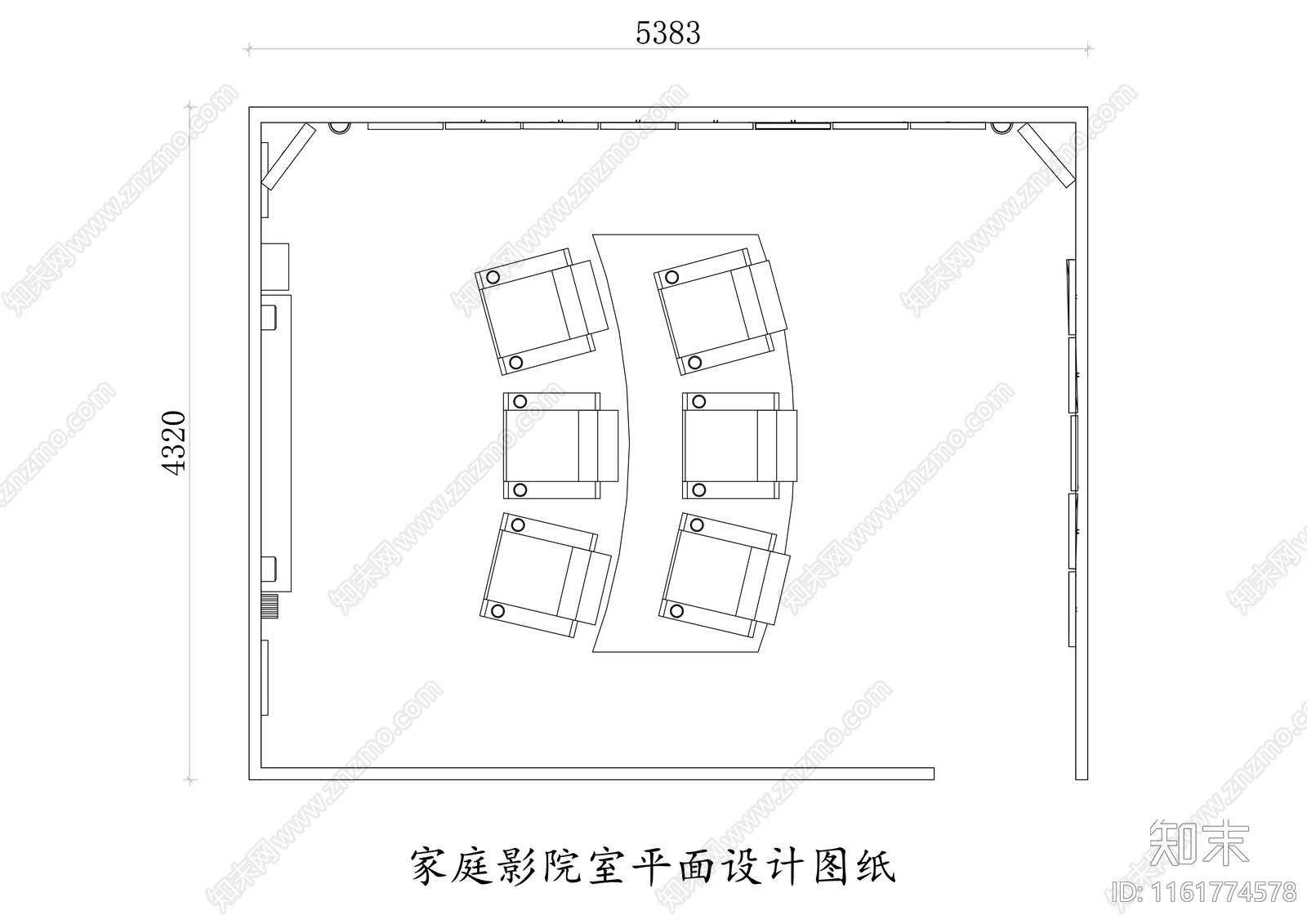 家庭影院室平面设计图纸施工图下载【ID:1161774578】