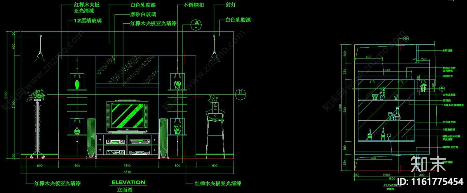 电视柜博古架cad施工图下载【ID:1161775454】