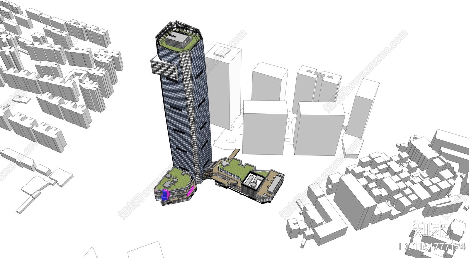 现代超高层办公写字楼SU模型下载【ID:1161777124】