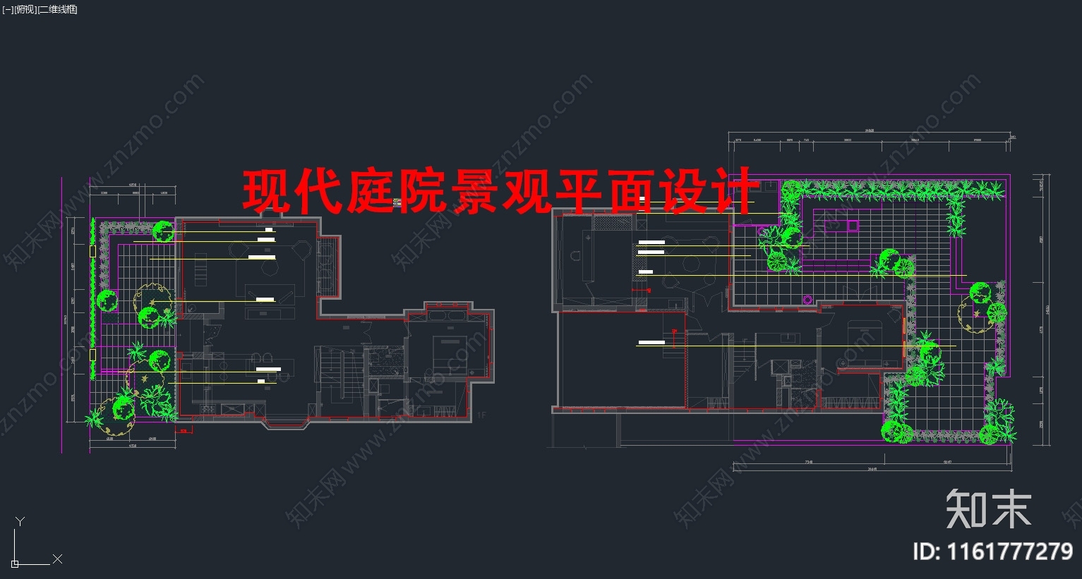 现代别墅庭院景观平面图cad施工图下载【ID:1161777279】
