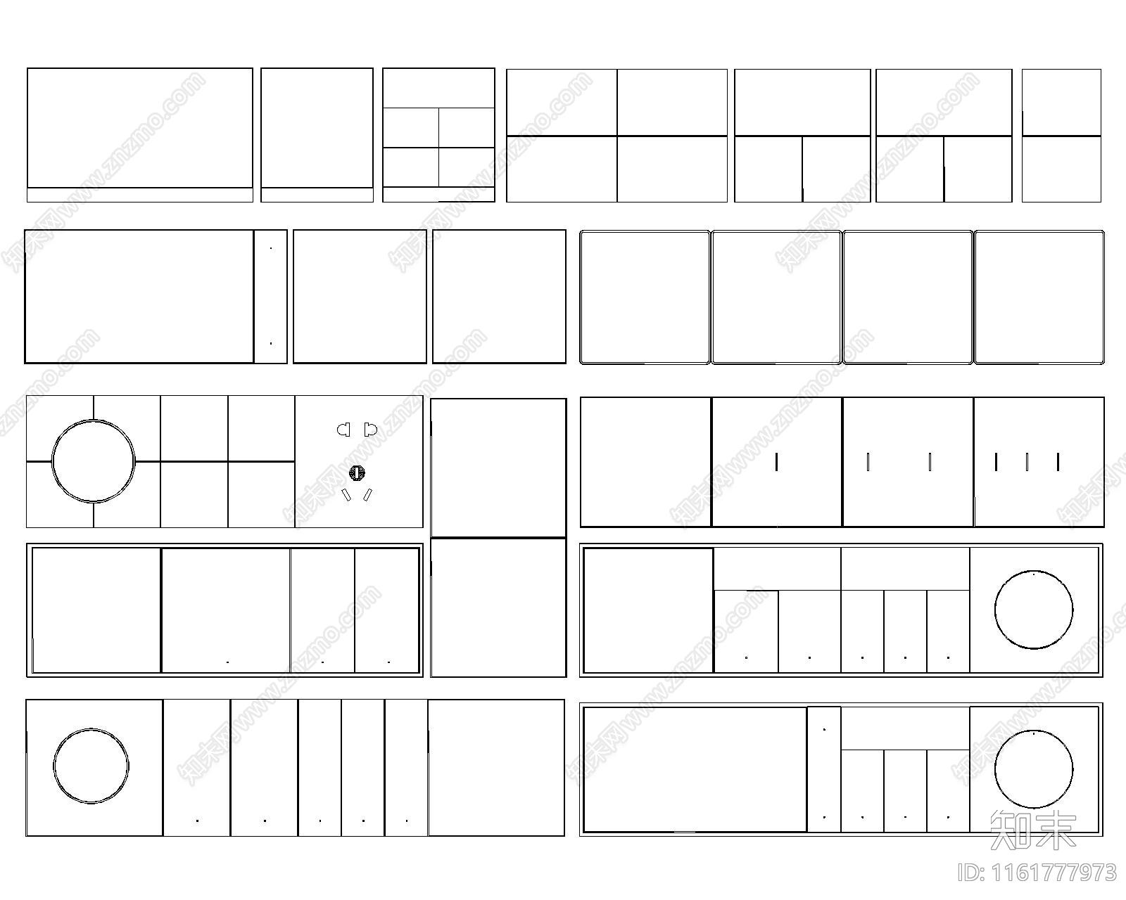 现代开关插座组合图库施工图下载【ID:1161777973】