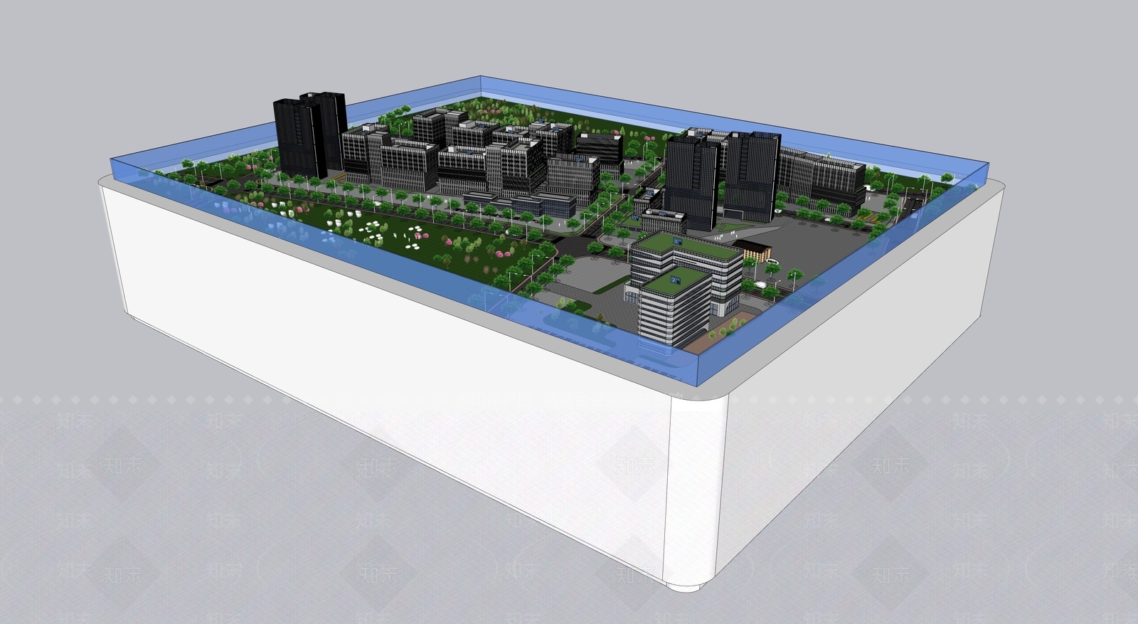 城市商业建筑群沙盘SU模型下载【ID:1161780834】
