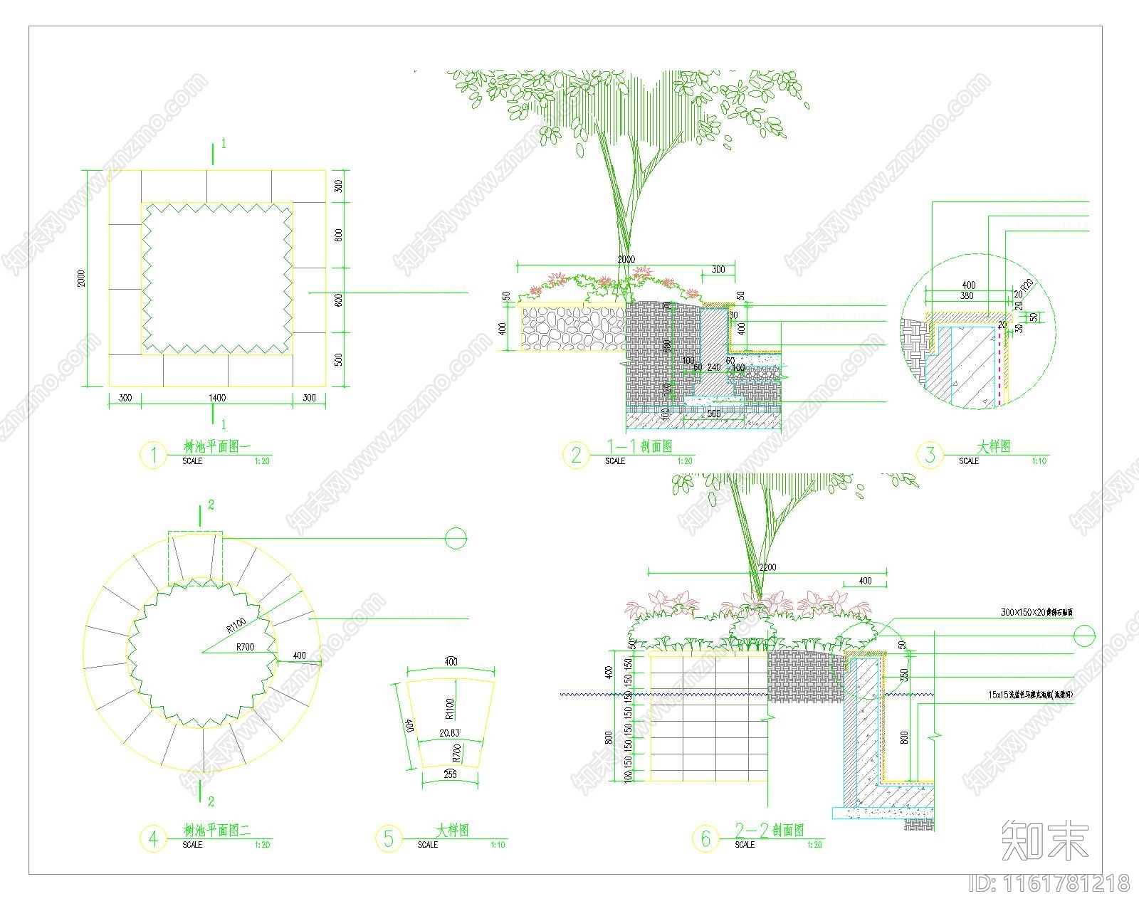 树池详图剖面图平面图施工图下载【ID:1161781218】
