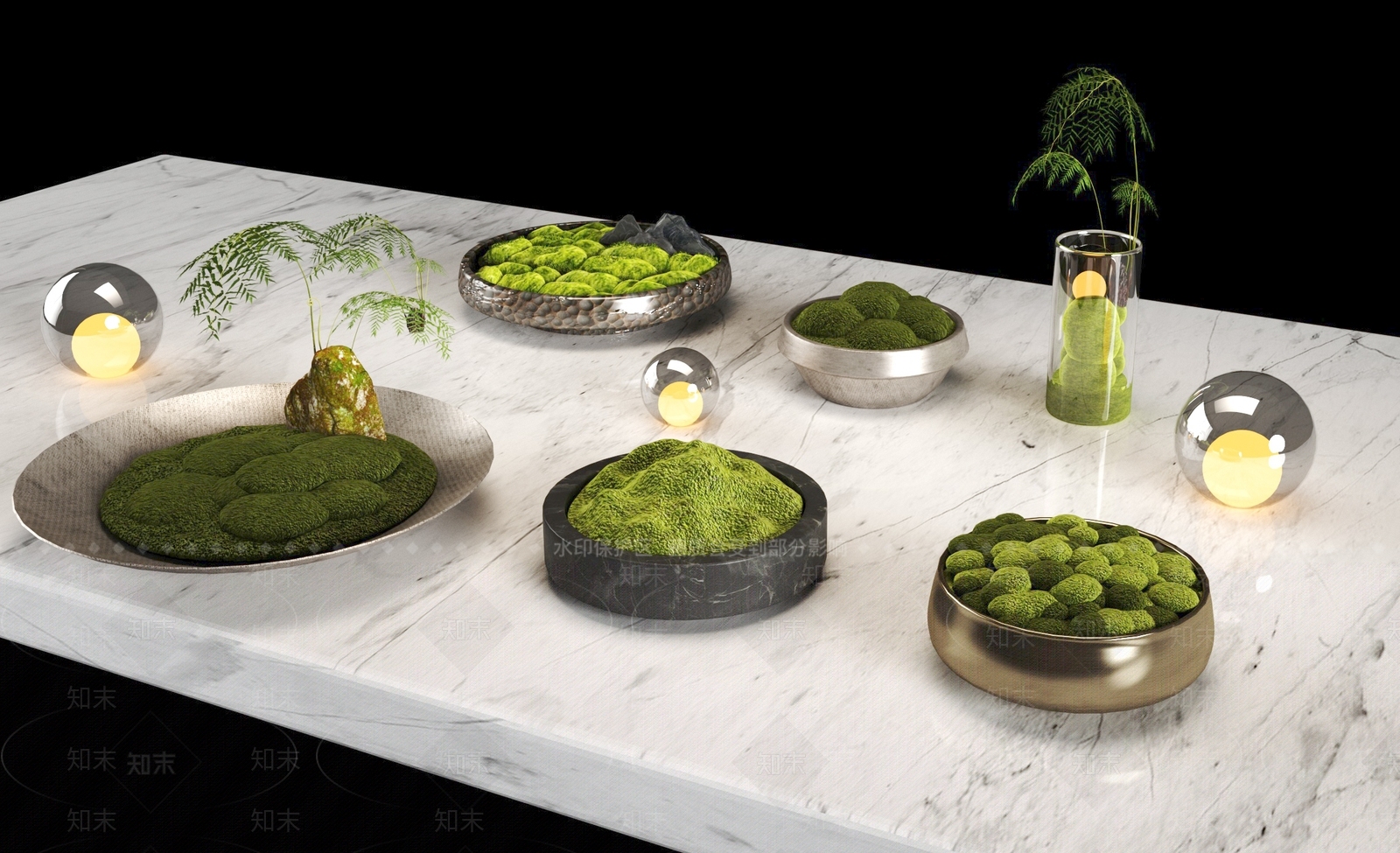 苔藓绿植盆栽装饰SU模型下载【ID:1161787625】