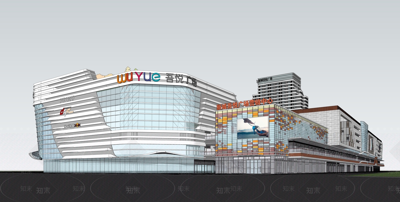现代吾悦广场SU模型下载【ID:1161787924】