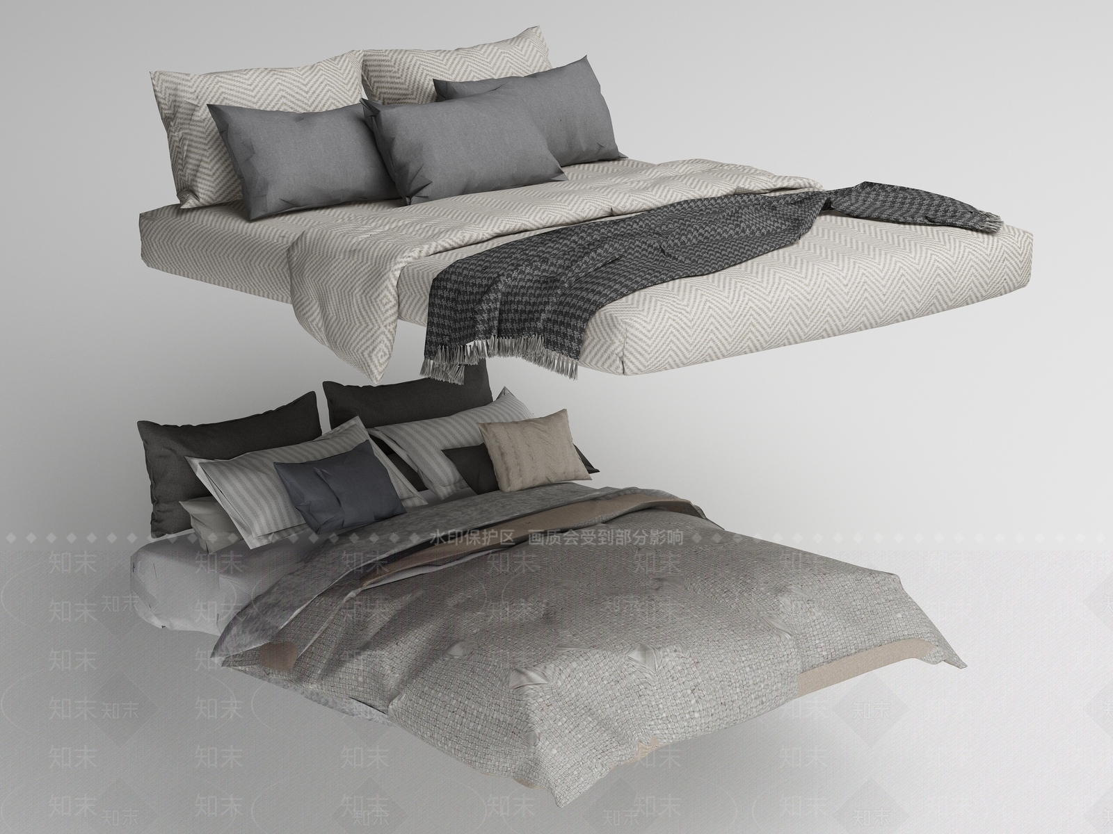 现代榻榻米床垫3D模型下载【ID:1161790083】