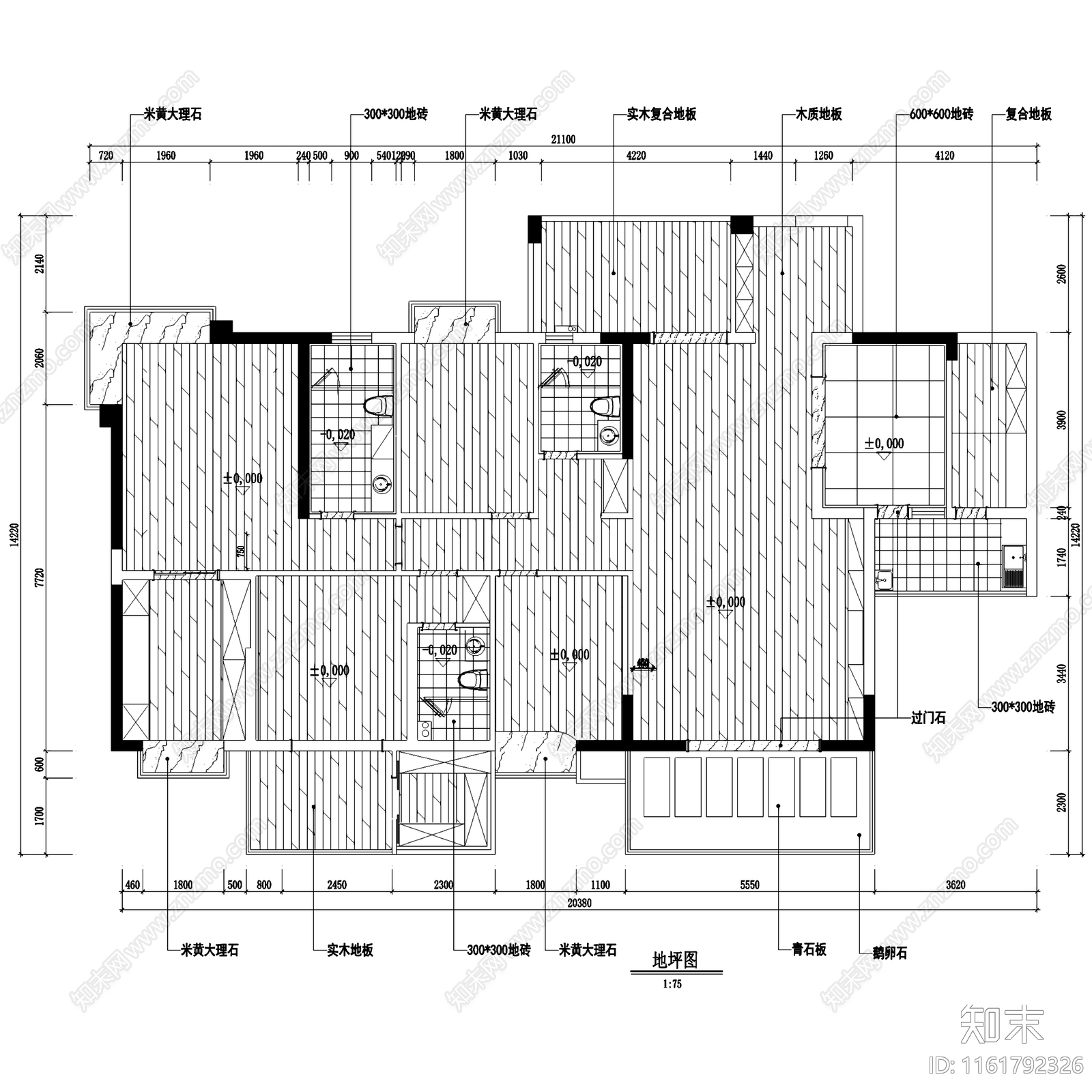 中式日式五室两厅三卫大平层室内家装cad施工图下载【ID:1161792326】