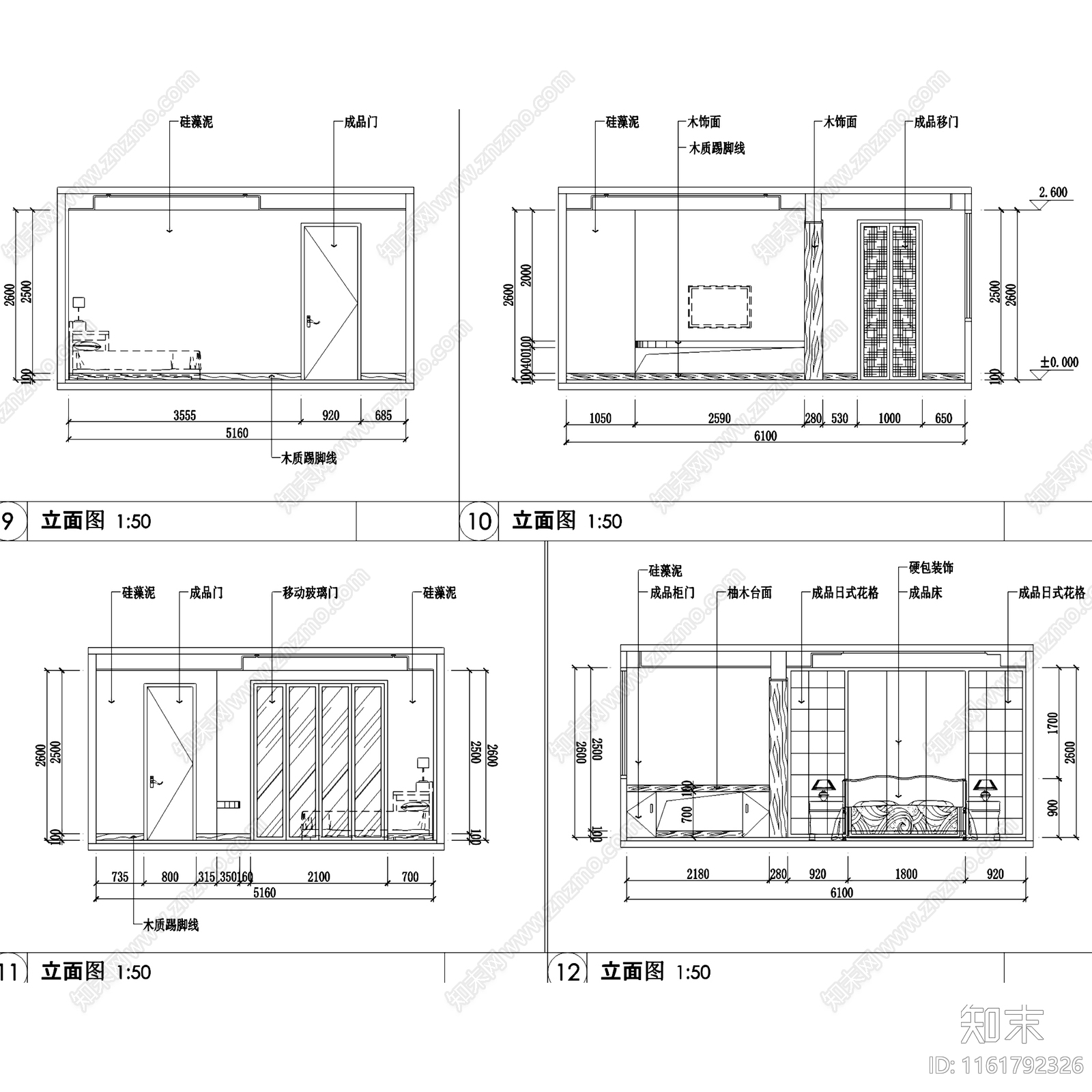 中式日式五室两厅三卫大平层室内家装cad施工图下载【ID:1161792326】