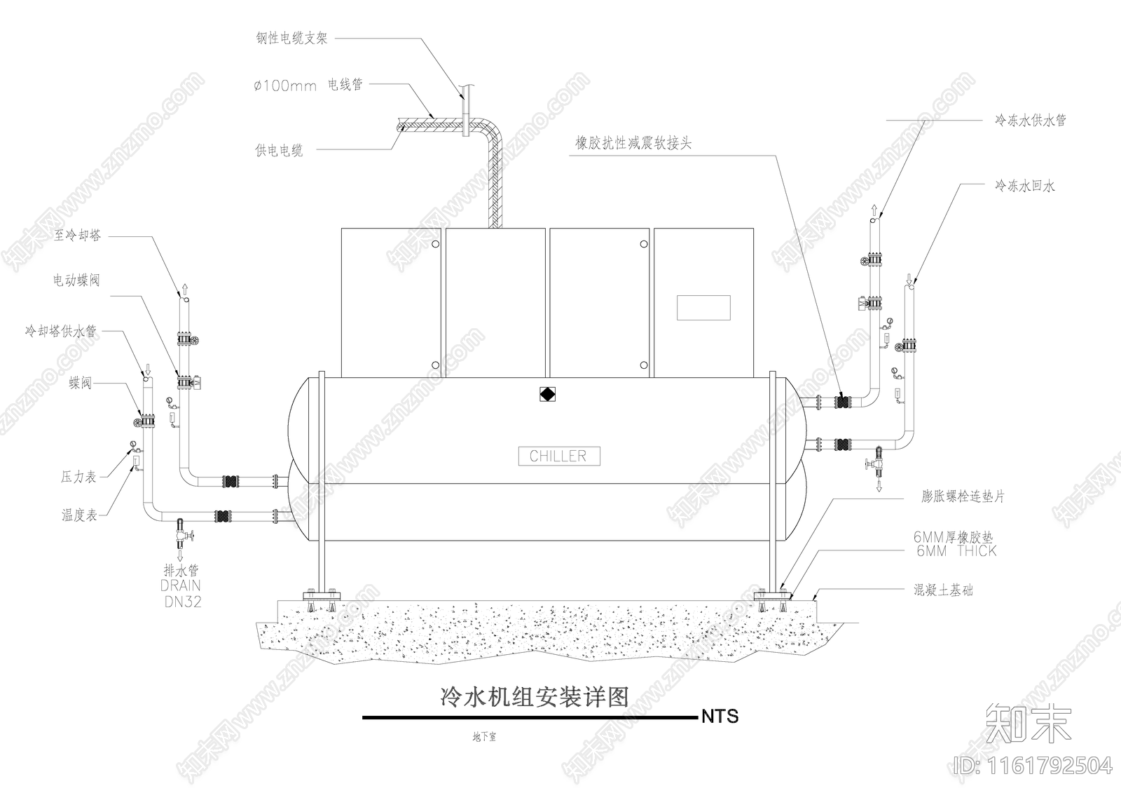 冷水机组安装详图施工图下载【ID:1161792504】