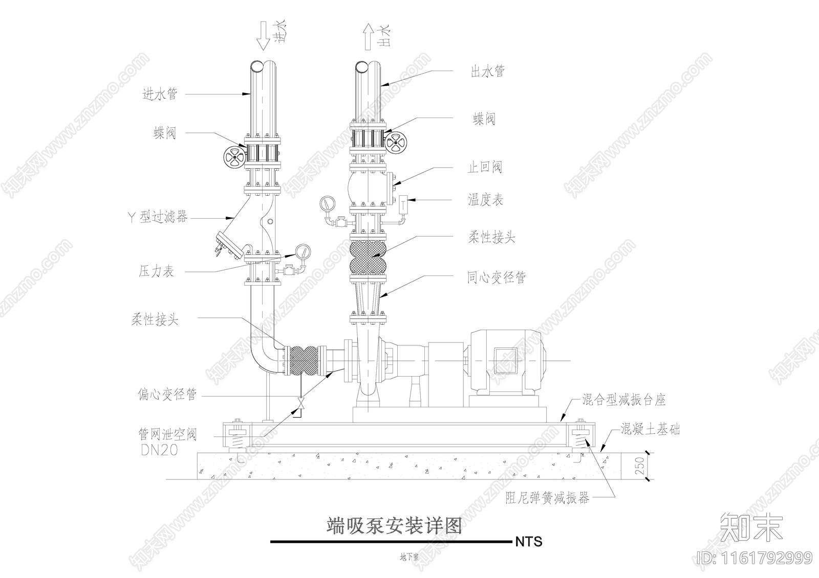 端吸泵安装详图cad施工图下载【ID:1161792999】