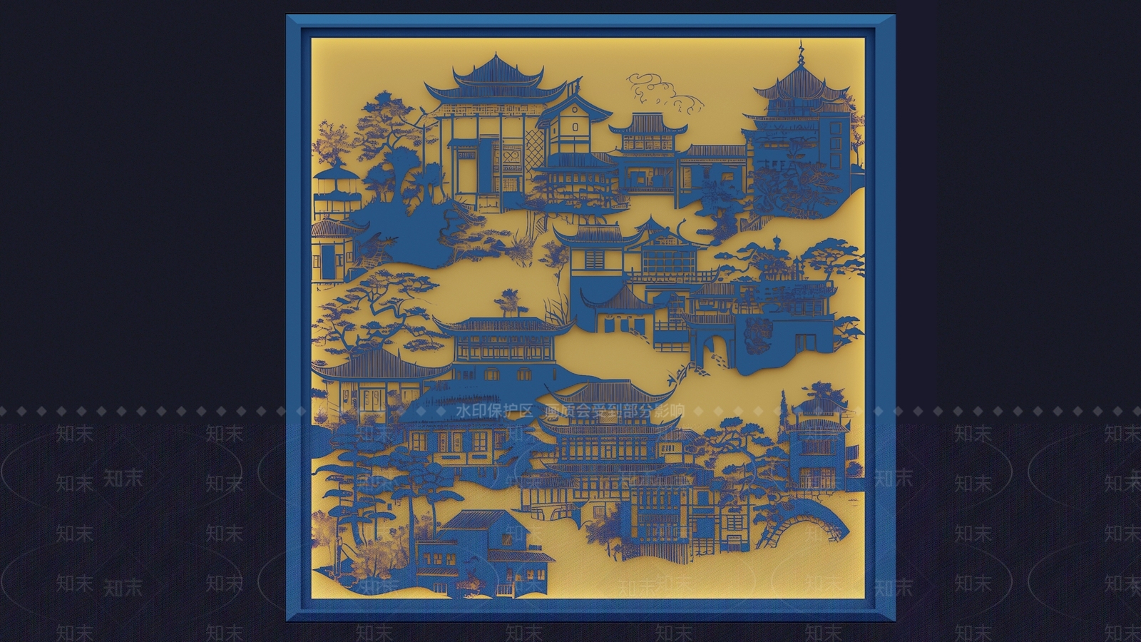 新中式剪纸挂画3D模型下载【ID:1161793571】