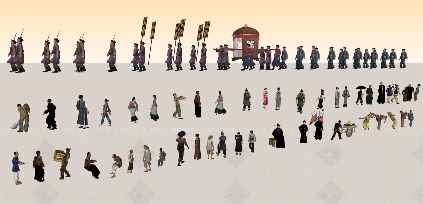 古代人物组合SU模型下载【ID:1161795374】