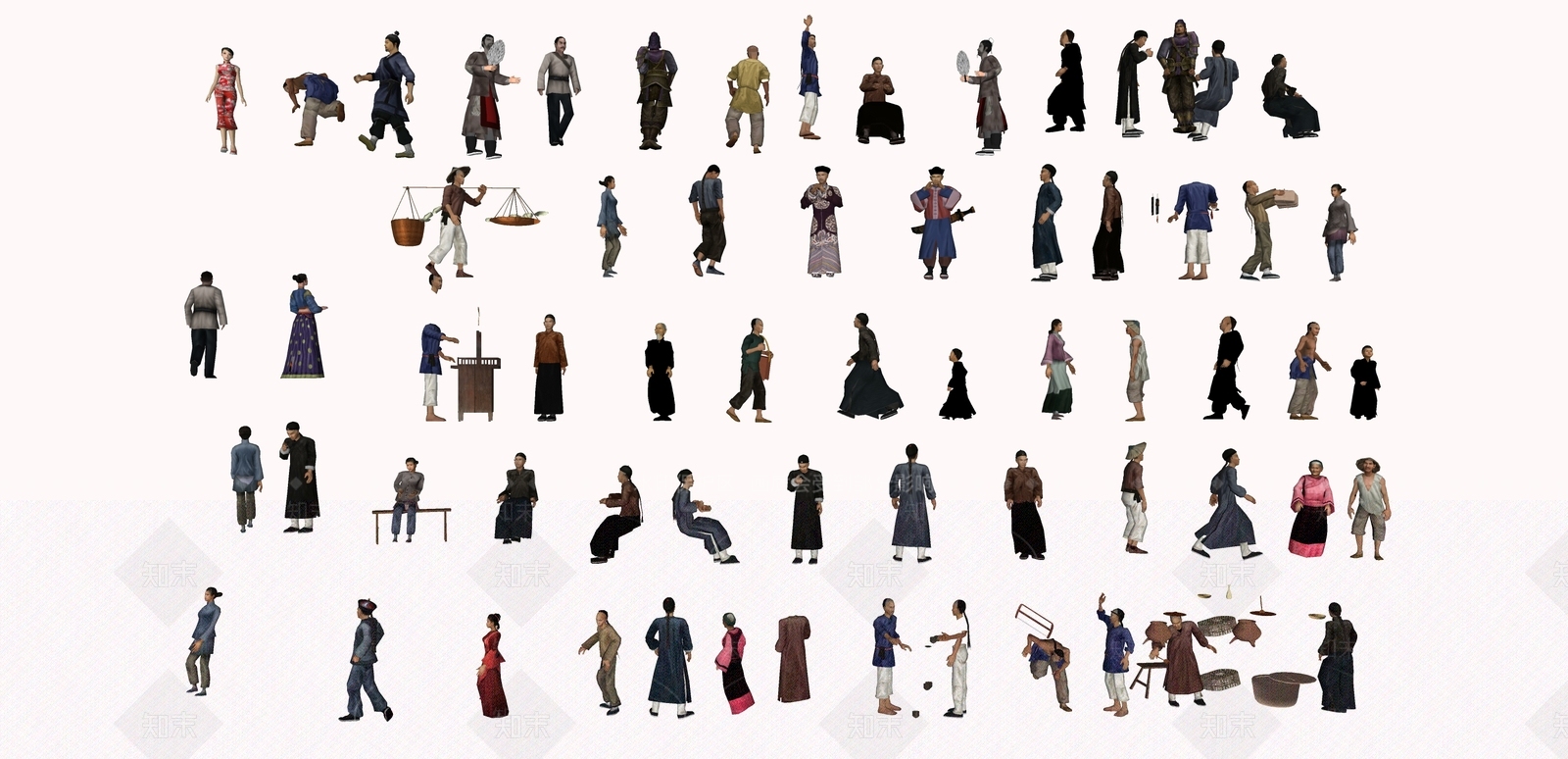 古代人物组合SU模型下载【ID:1161795447】