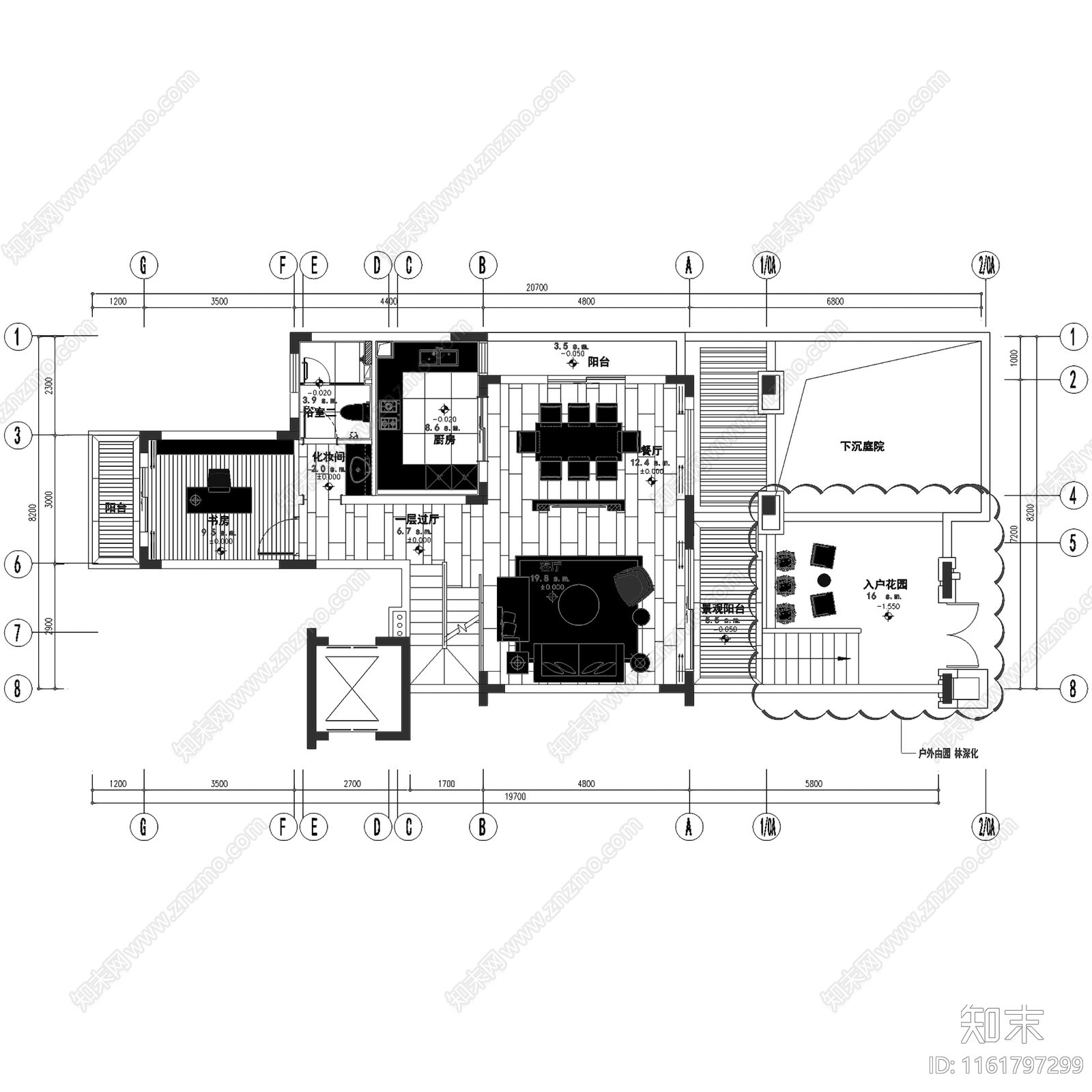 现代简约新力南昌铂园二层别墅室内家装cad施工图下载【ID:1161797299】