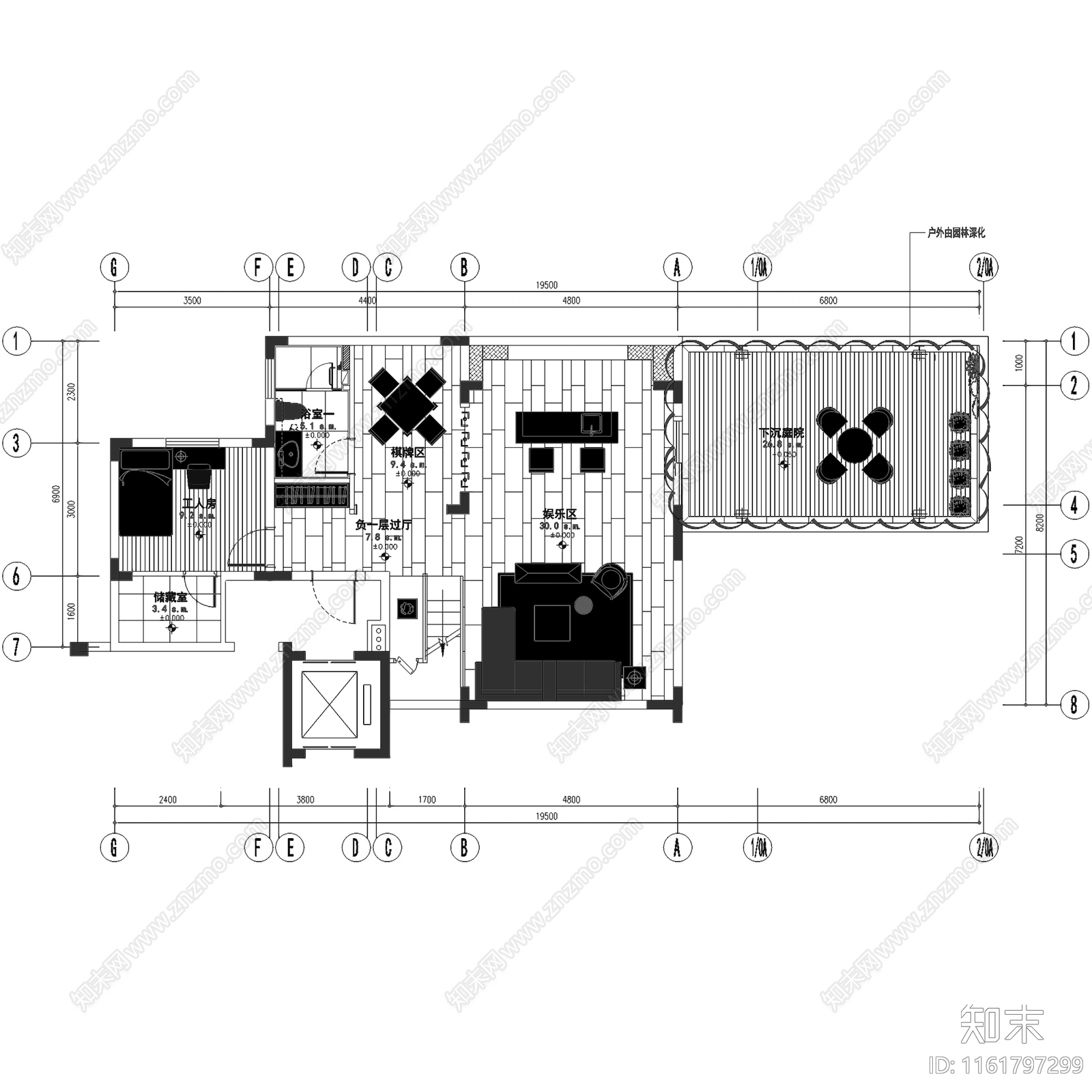 现代简约新力南昌铂园二层别墅室内家装cad施工图下载【ID:1161797299】