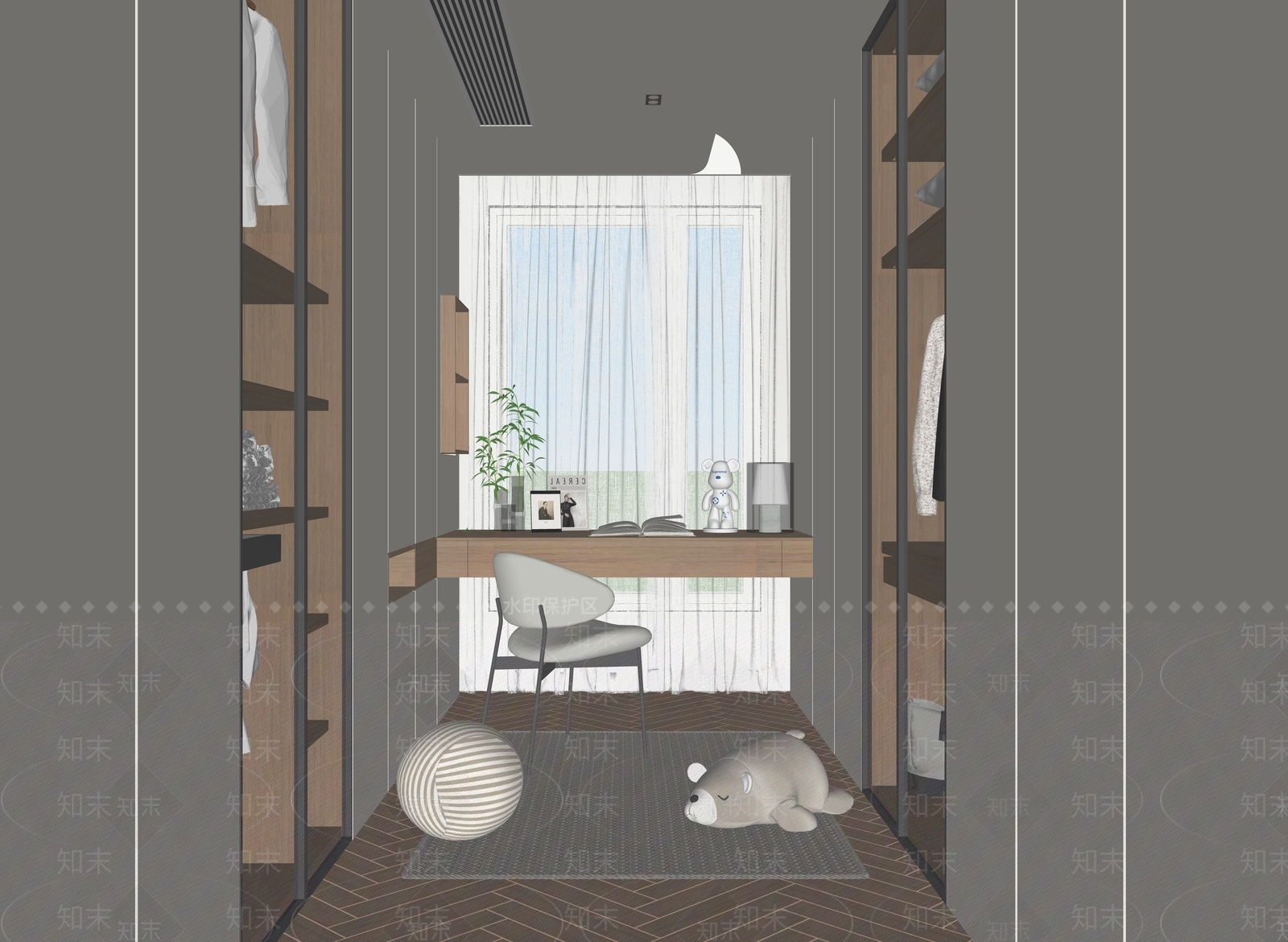 现代家居衣帽间SU模型下载【ID:1161799365】