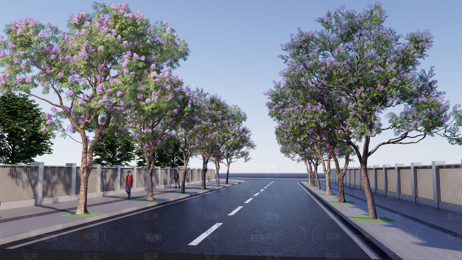 现代蓝花楹大道SU模型下载【ID:1161802500】