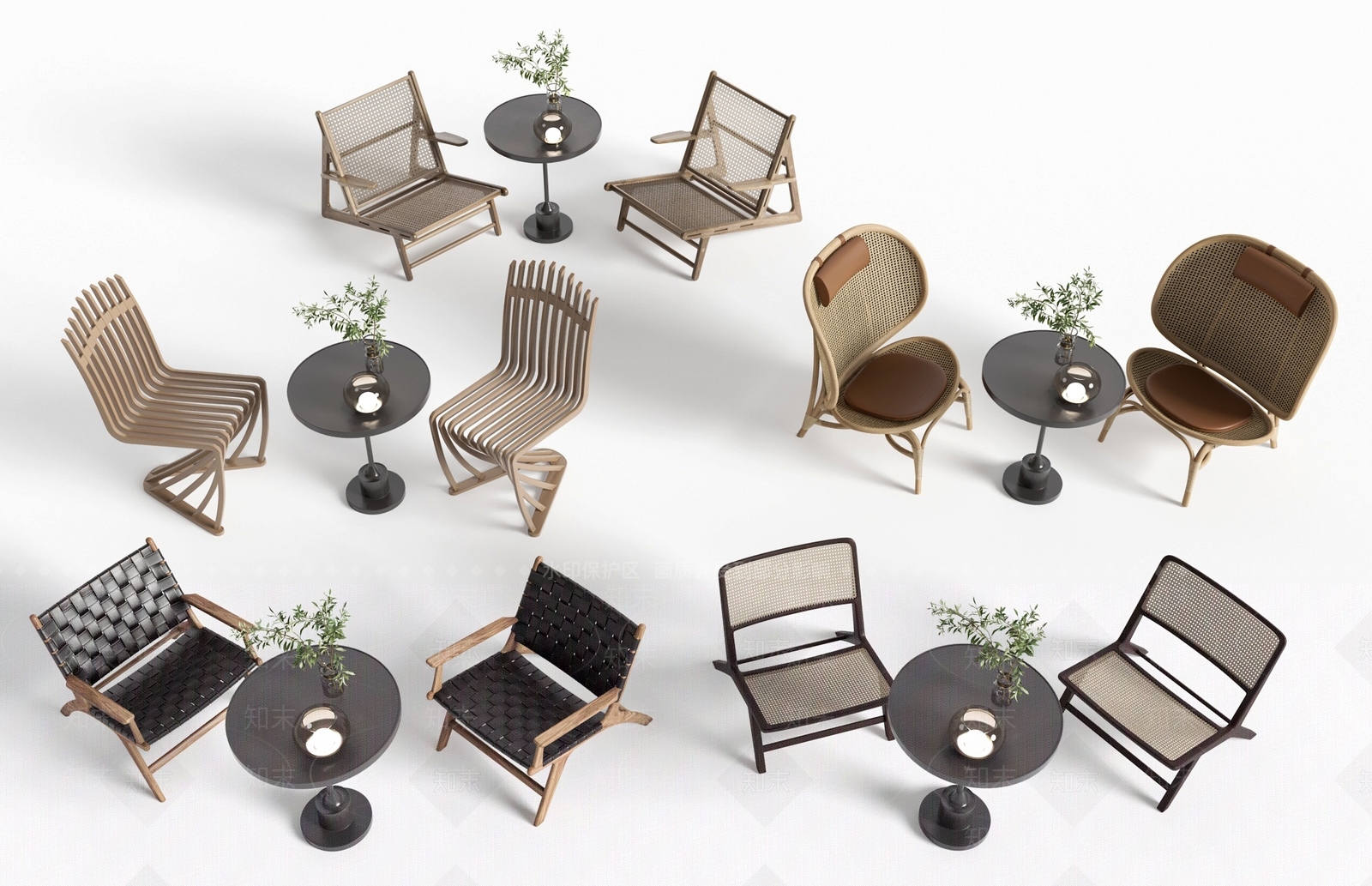 现代户外休闲桌椅组合3D模型下载【ID:1161804527】