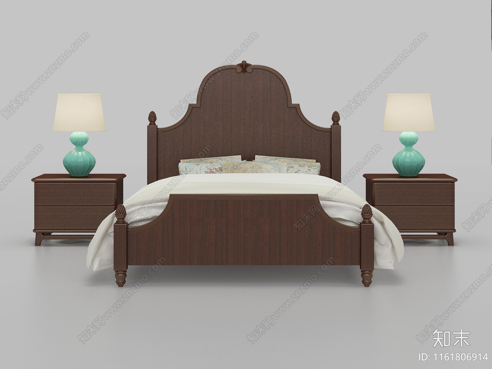 美式单人床3D模型下载【ID:1161806914】