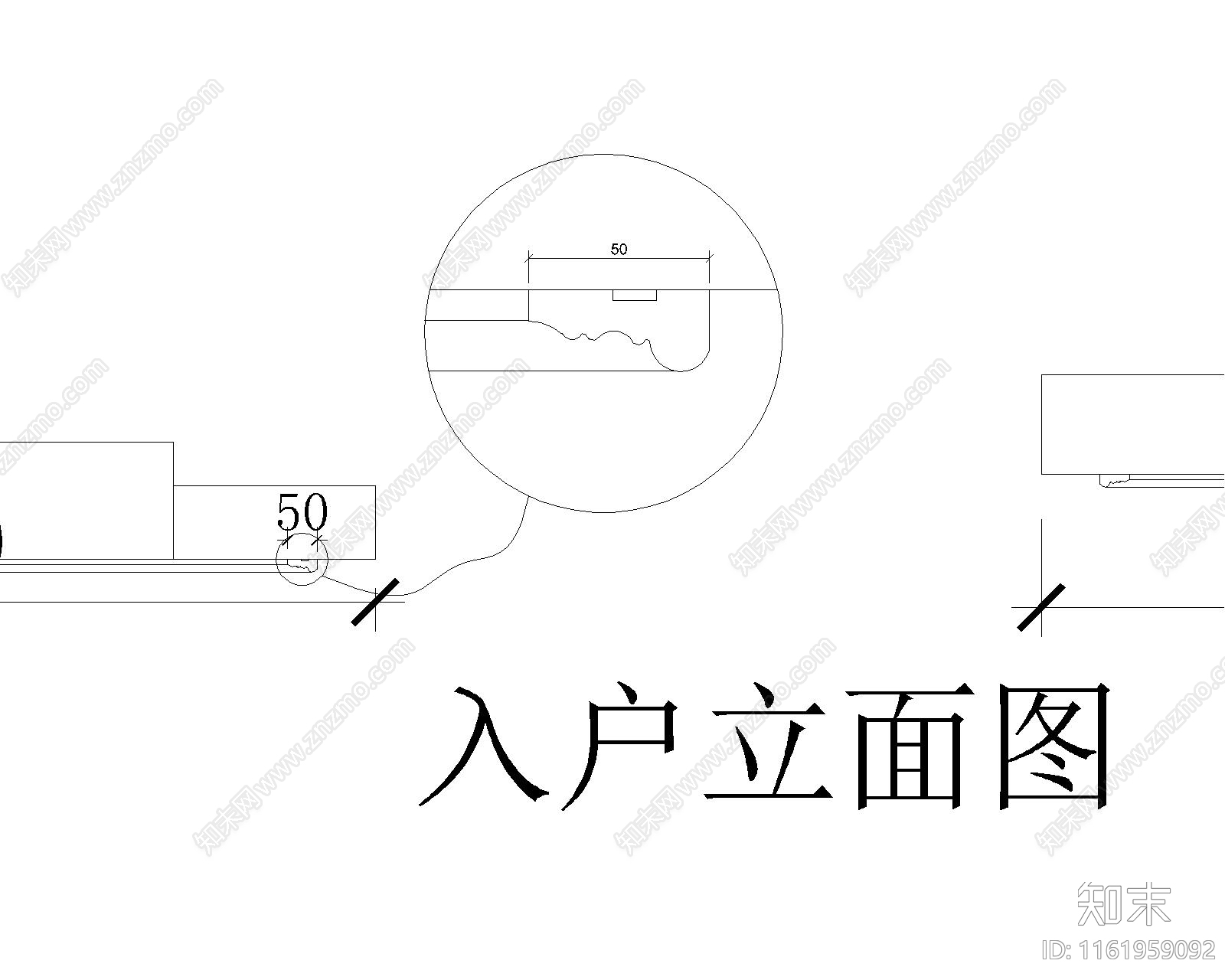 玄关橡木墙板大样图cad施工图下载【ID:1161959092】