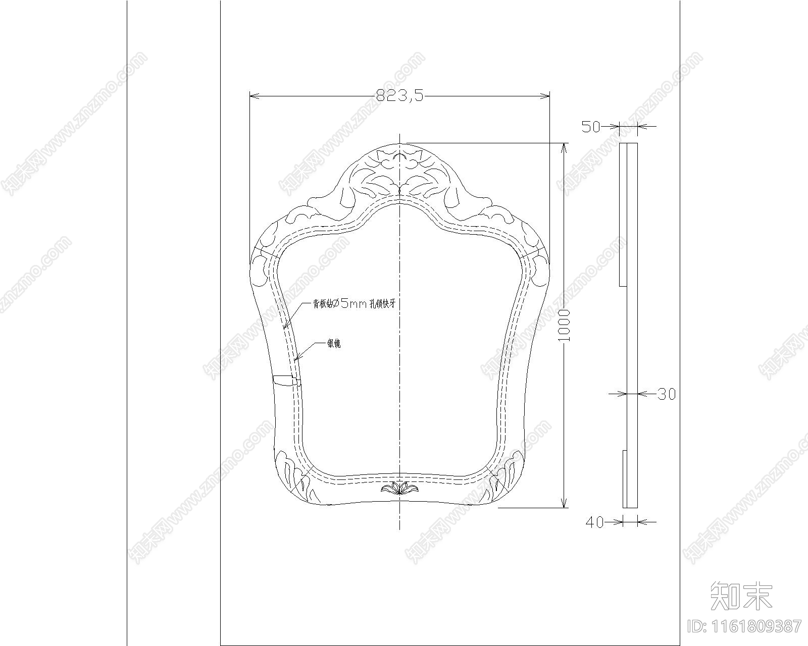 美式兽脚双门双抽浴室柜施工图下载【ID:1161809387】