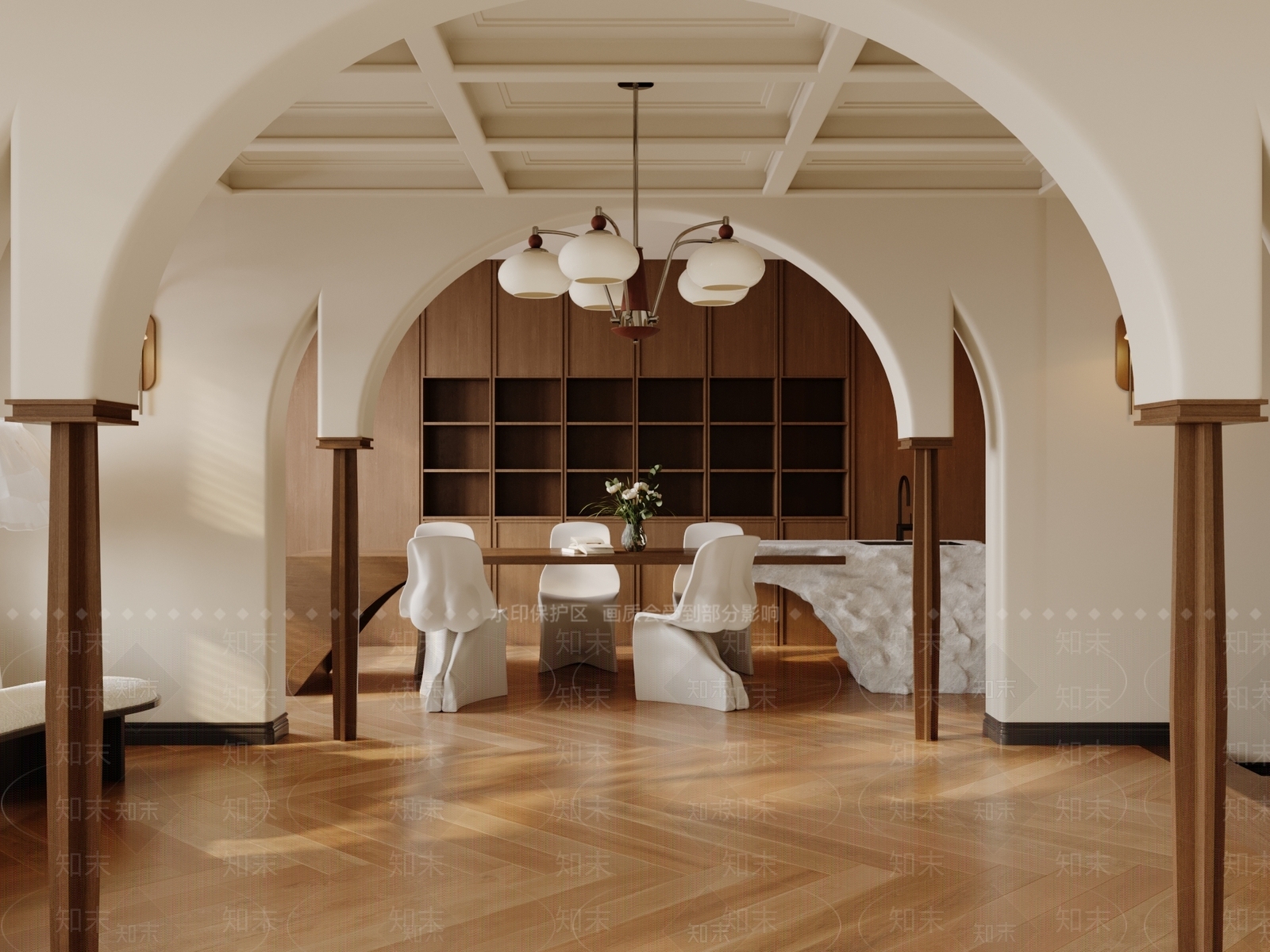 简欧中古风家居餐厅3D模型下载【ID:1161811348】