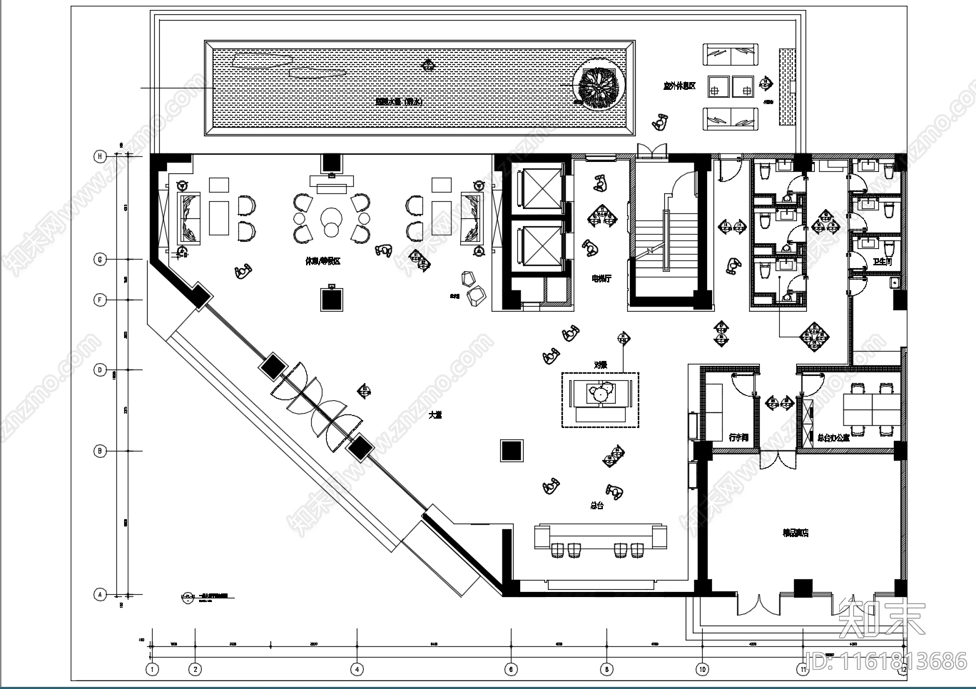 酒店大堂平立大cad施工图下载【ID:1161813686】