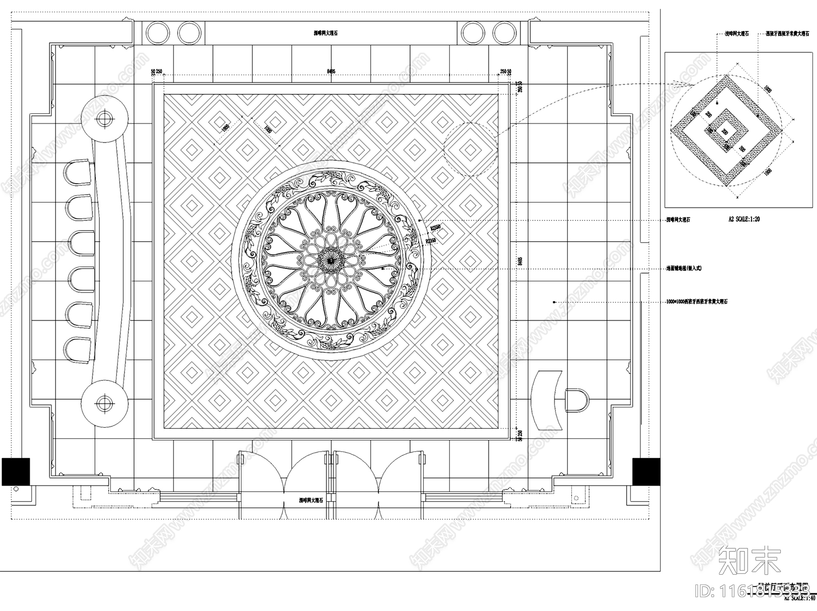 欧式售楼处前厅节点室内工装cad施工图下载【ID:1161815333】