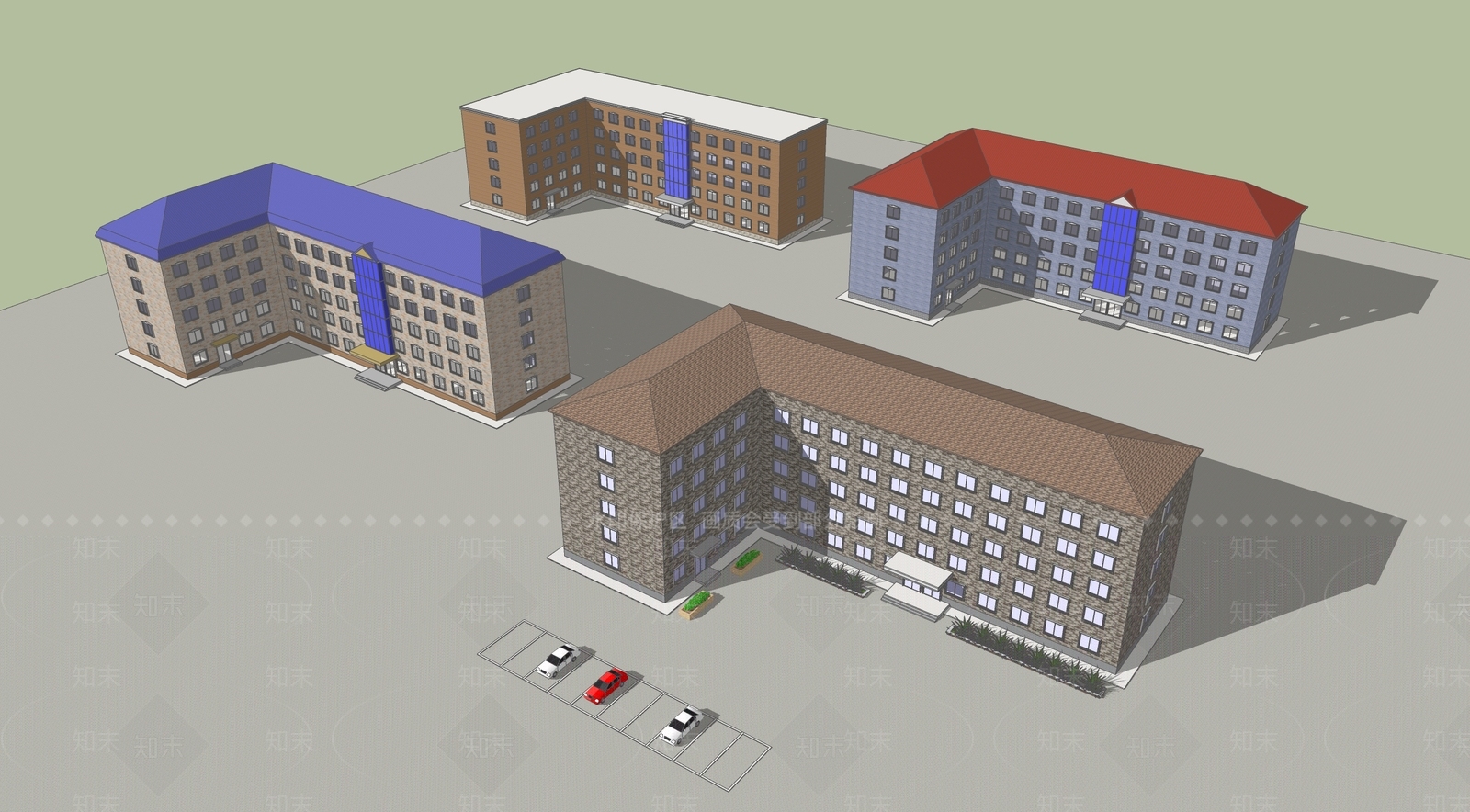 欧式多层办公楼SU模型下载【ID:1161818781】