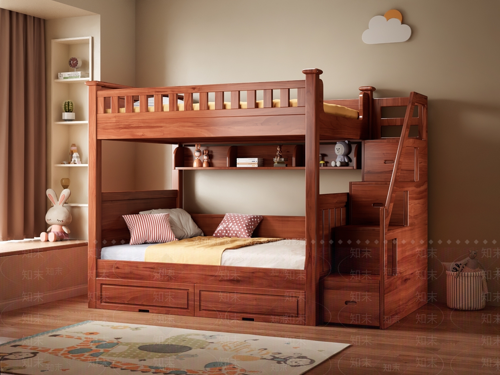 现代儿童房子母床3D模型下载【ID:1161818977】