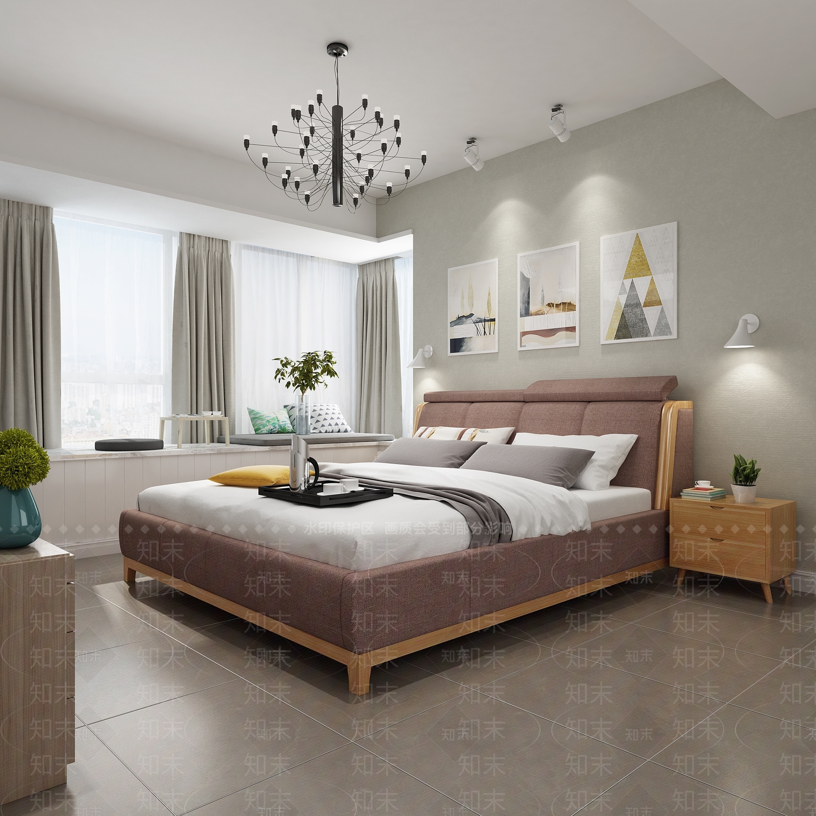 北欧卧室3D模型下载【ID:1161819462】