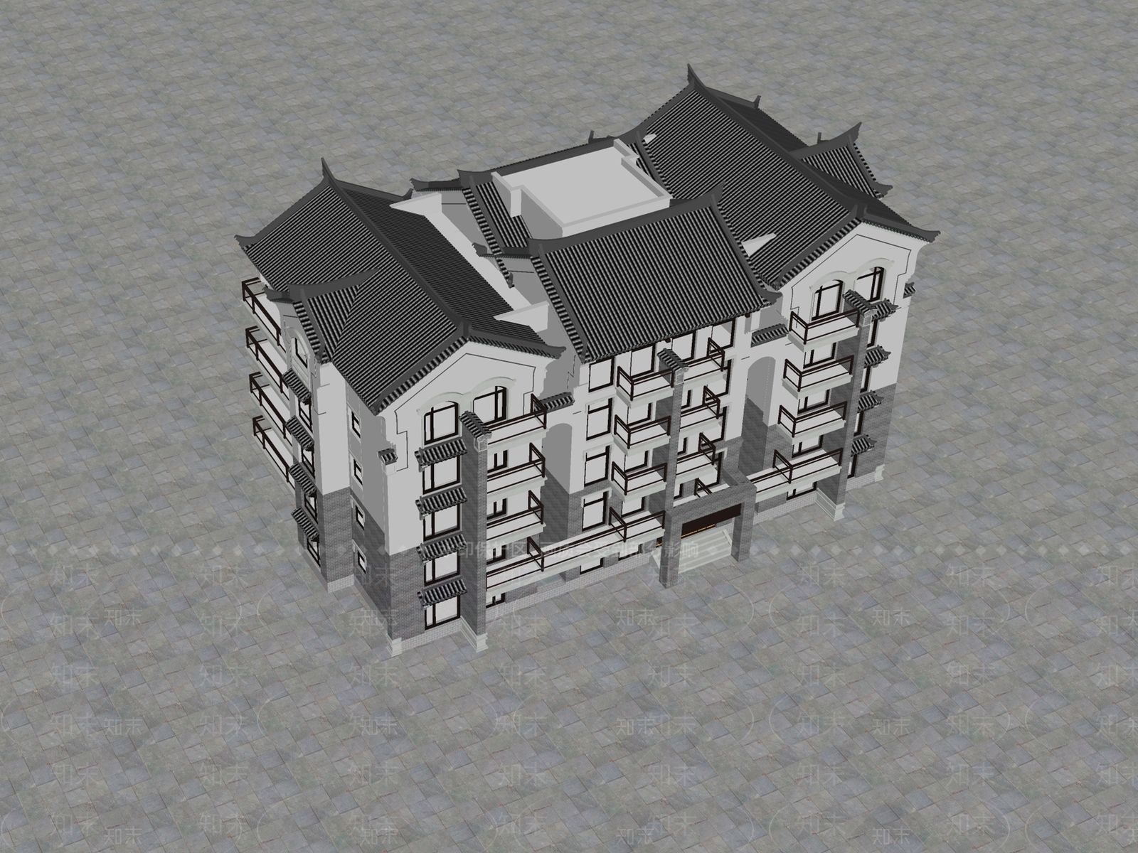 中式建筑SU模型下载【ID:1161827573】