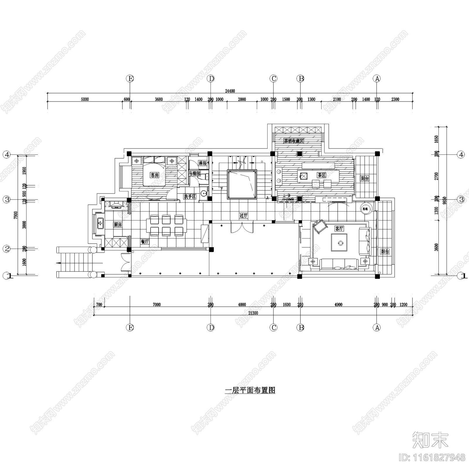 原木简约贵谷A5户型二层别墅样板房室内家装cad施工图下载【ID:1161827948】