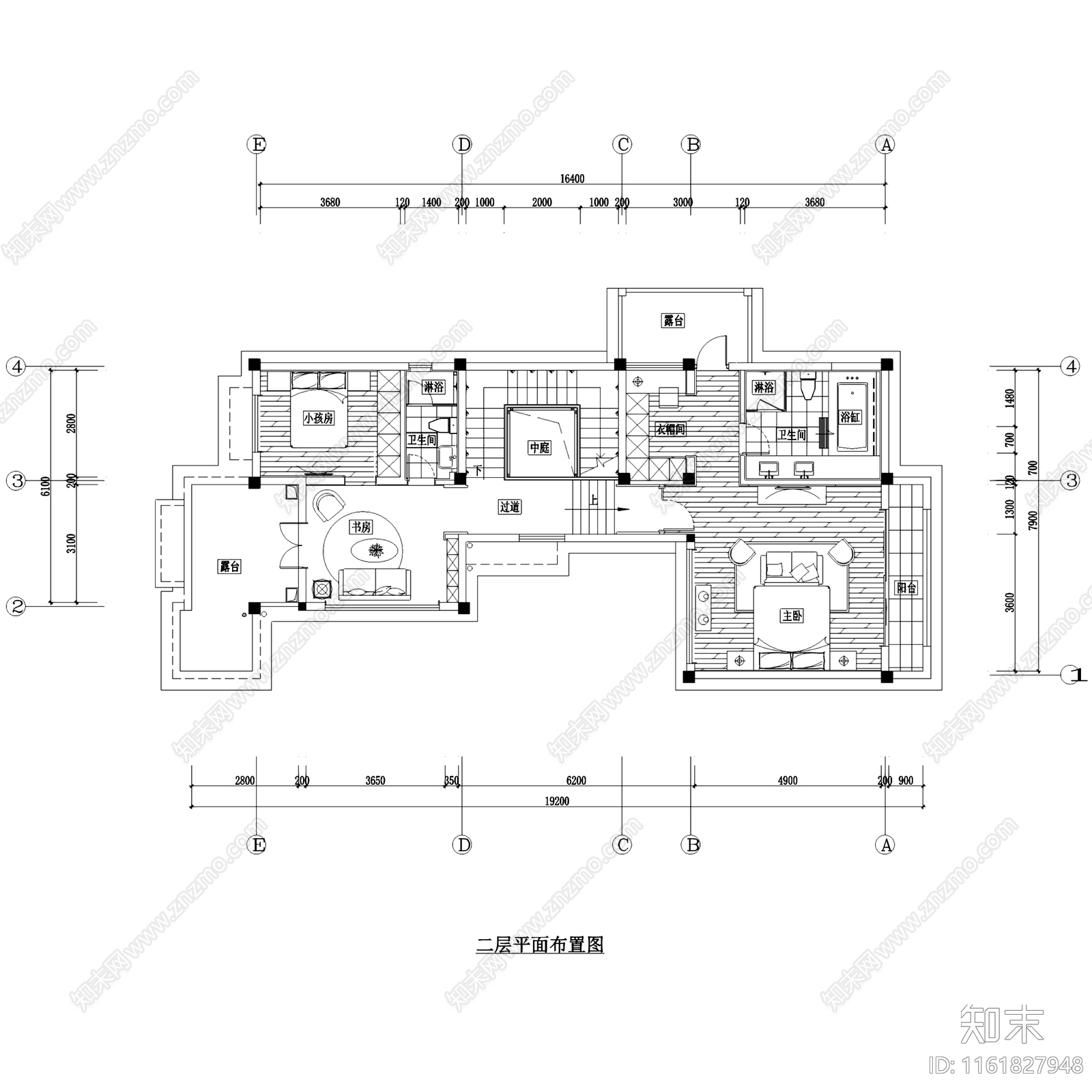 原木简约贵谷A5户型二层别墅样板房室内家装cad施工图下载【ID:1161827948】