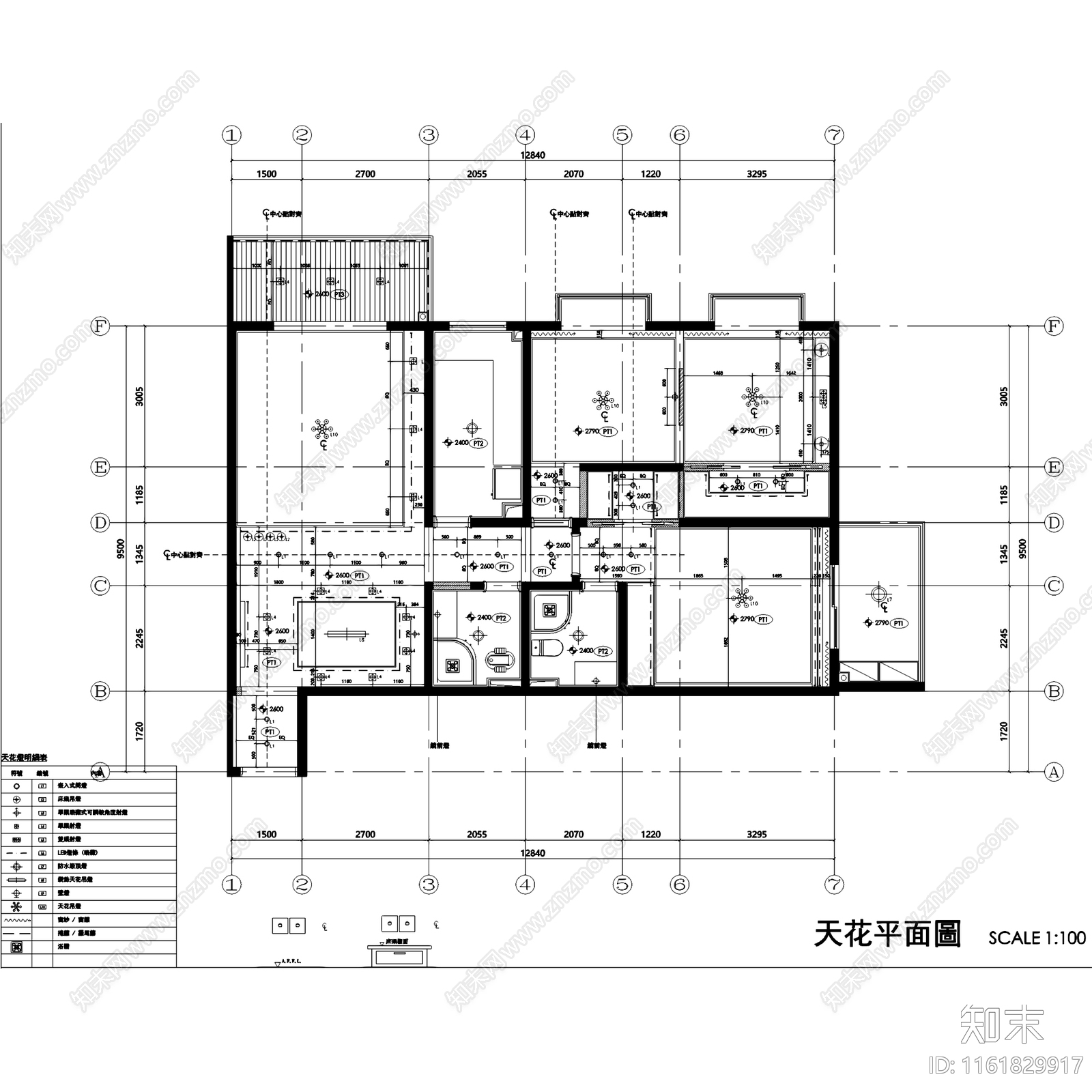 现代简约两室两厅两卫平层室内家装cad施工图下载【ID:1161829917】