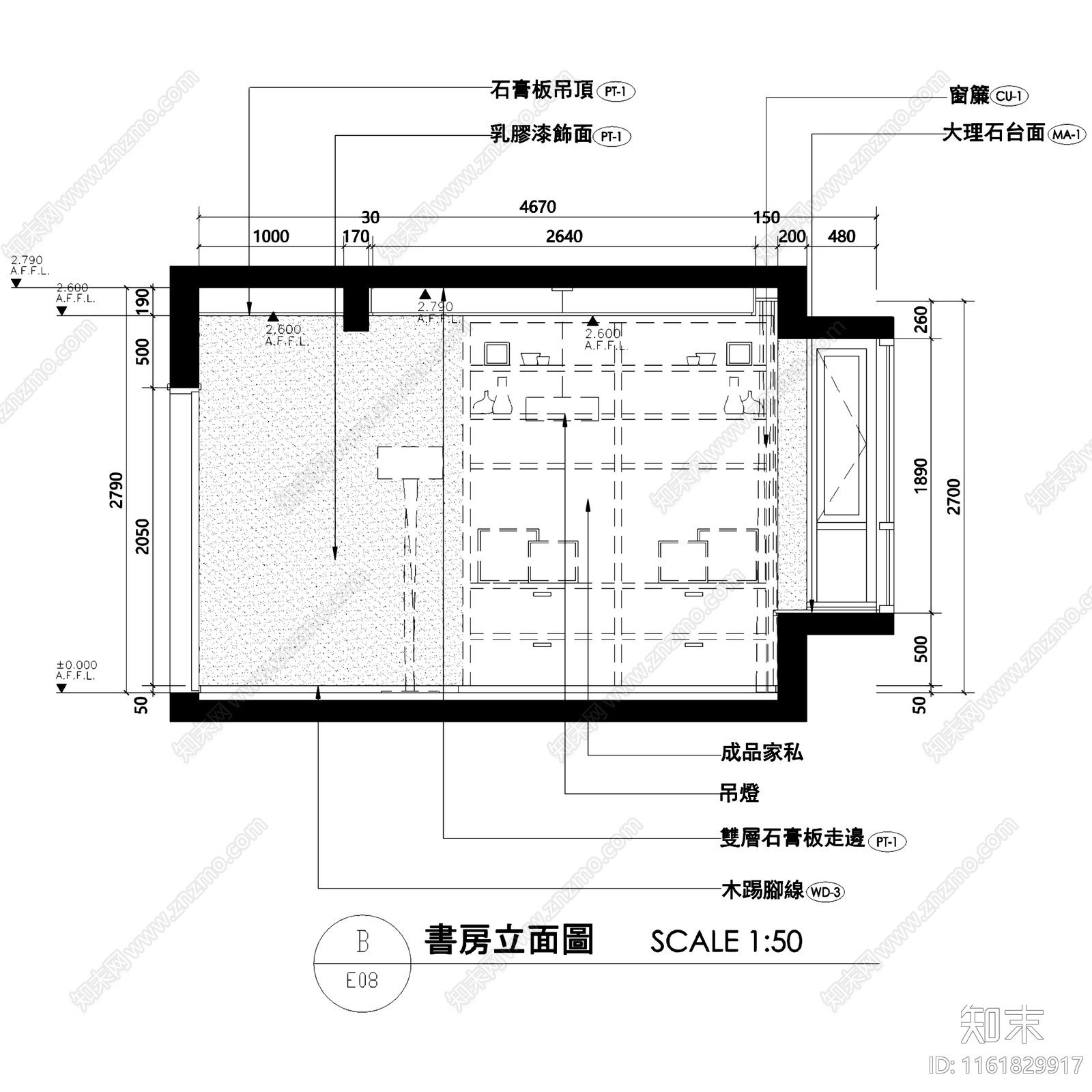 现代简约两室两厅两卫平层室内家装cad施工图下载【ID:1161829917】