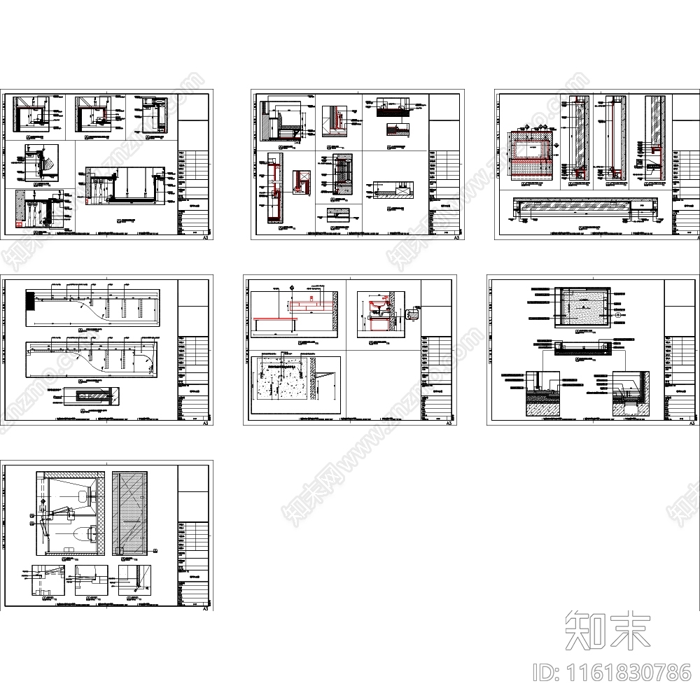 常规酒店客房内常用节点大样cad施工图下载【ID:1161830786】