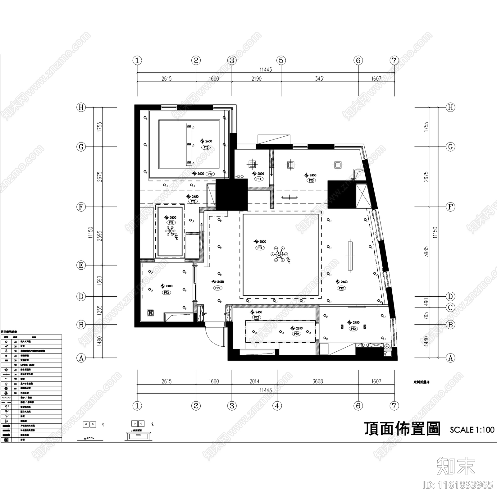 现代简约两室一厅一卫室内家装cad施工图下载【ID:1161833965】