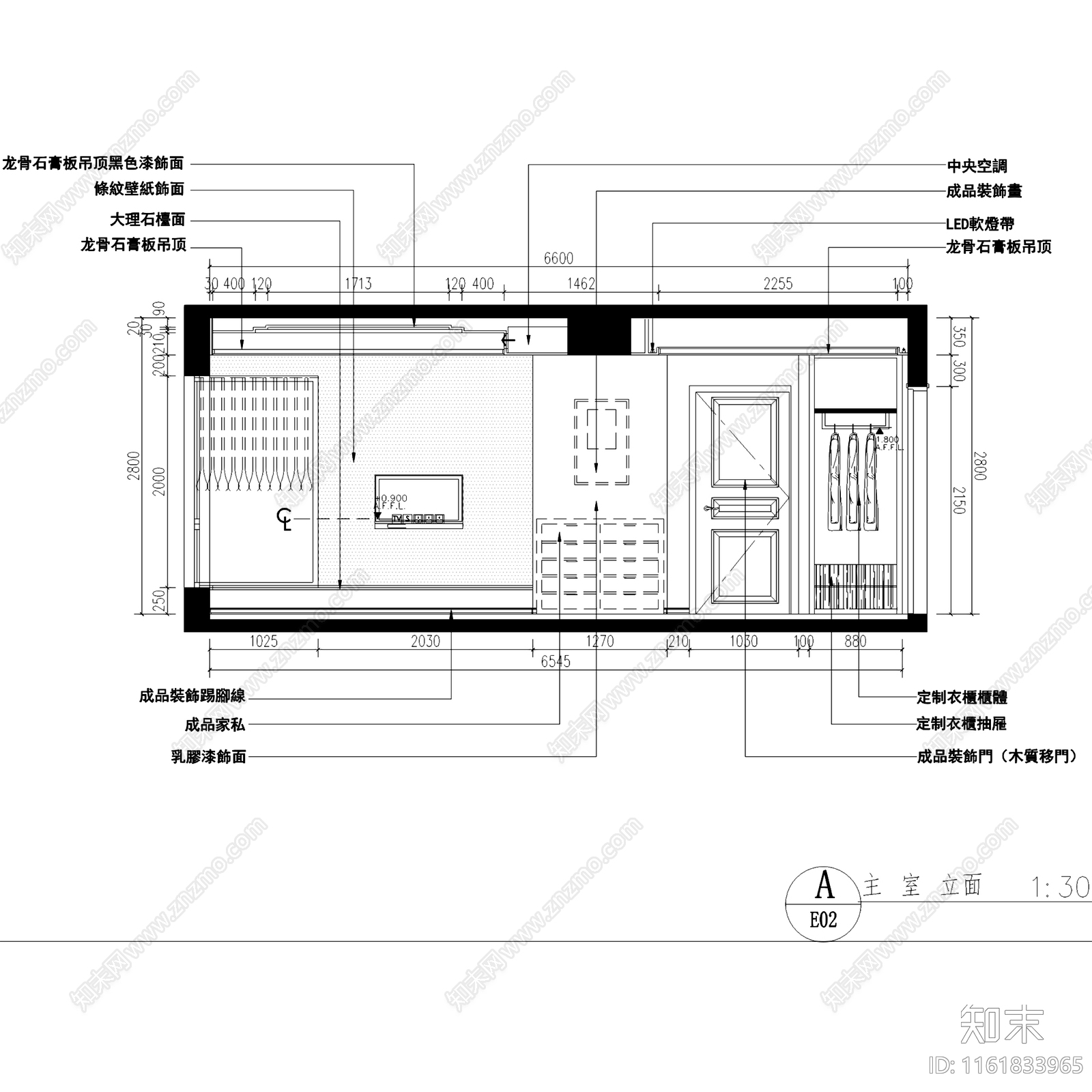 现代简约两室一厅一卫室内家装cad施工图下载【ID:1161833965】