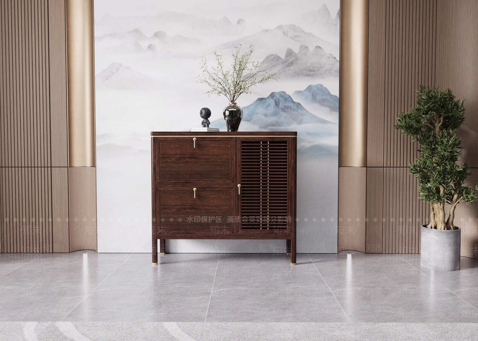 新中式鞋柜3D模型下载【ID:1161835090】